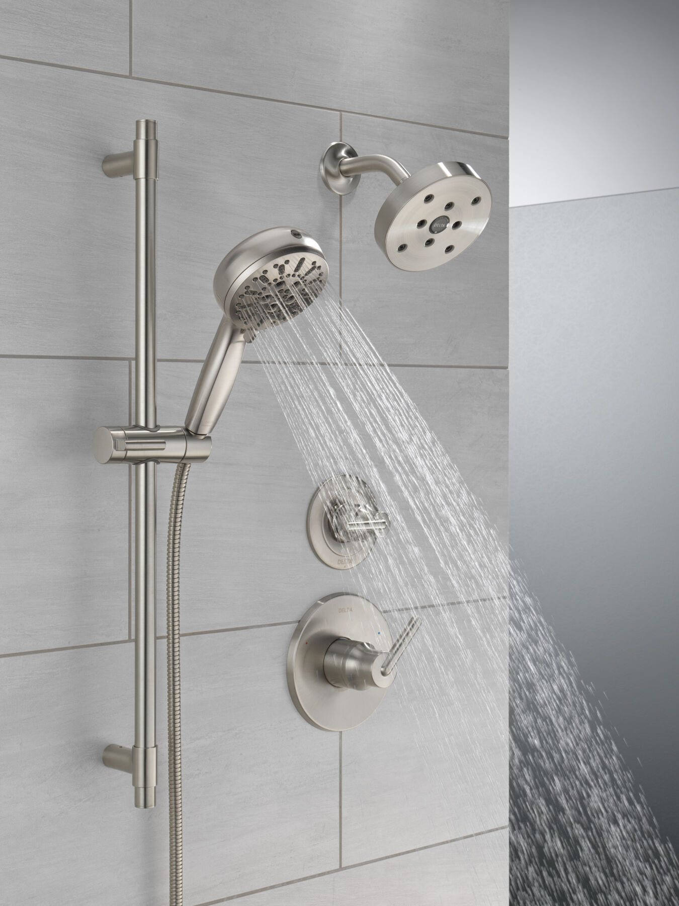 7-Setting Slide Bar Hand Shower with Cleaning Spray