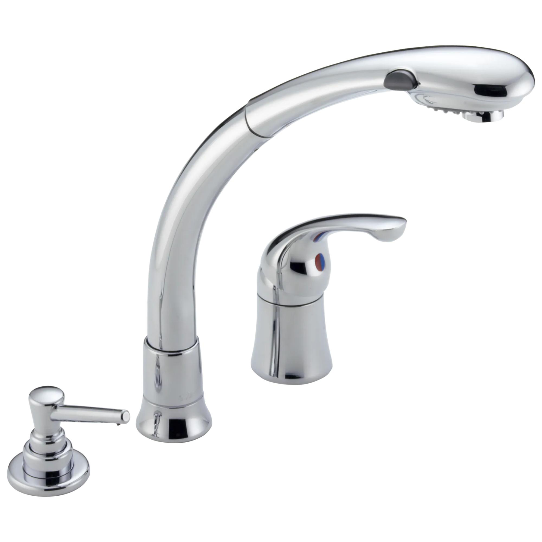 Single Handle Pull-Out Kitchen Faucet with Soap Dispenser