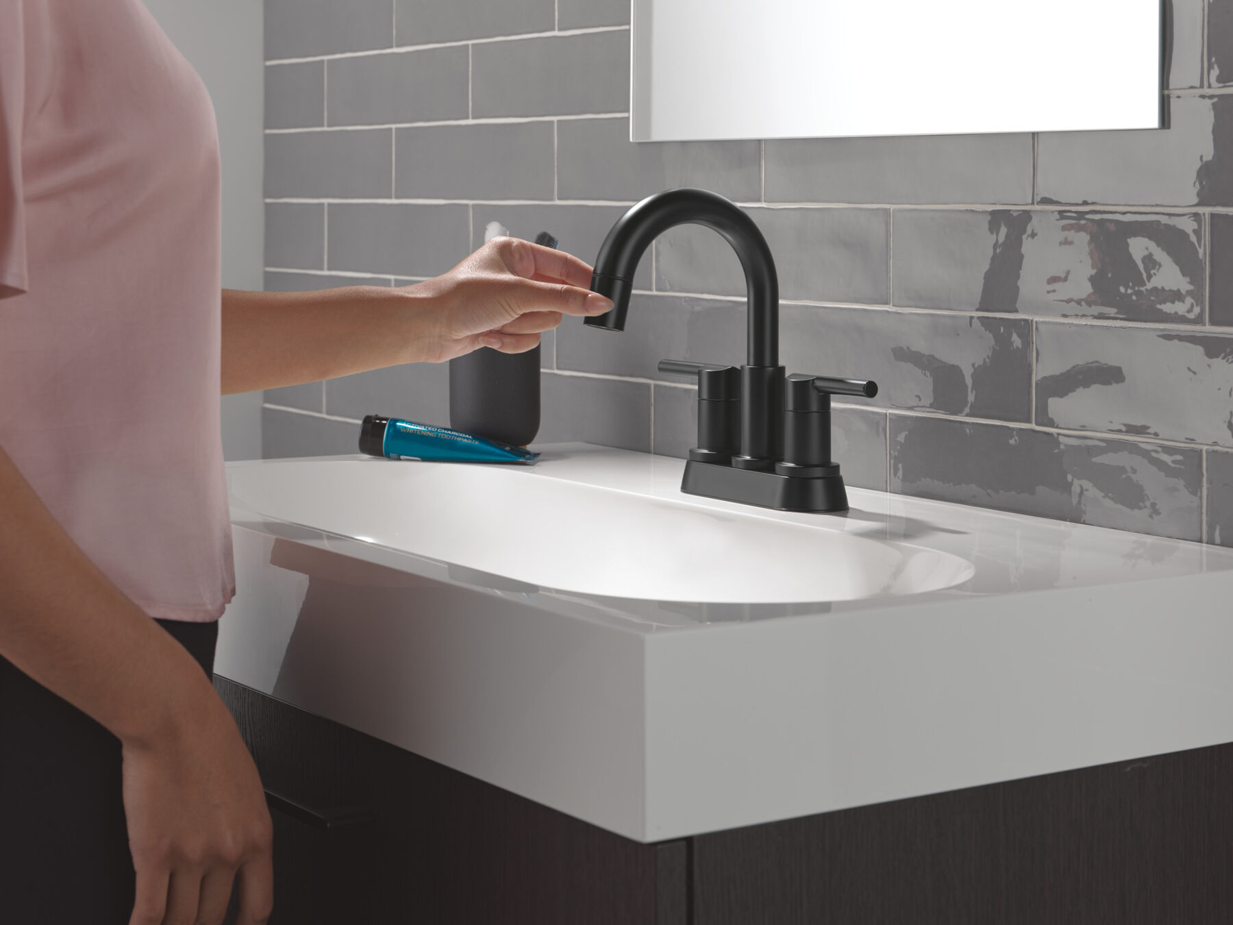 Two Handle Centerset Pull-Down Bathroom Faucet