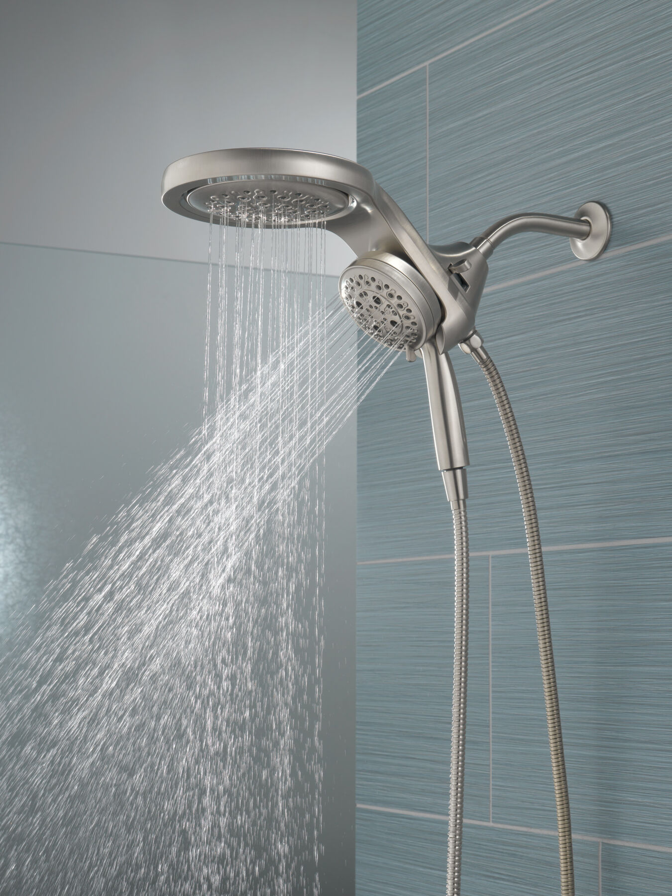 HydroRain&reg; H<sub>2</sub>Okinetic&reg; 5-Setting Two-in-One Shower Head (Recertified)