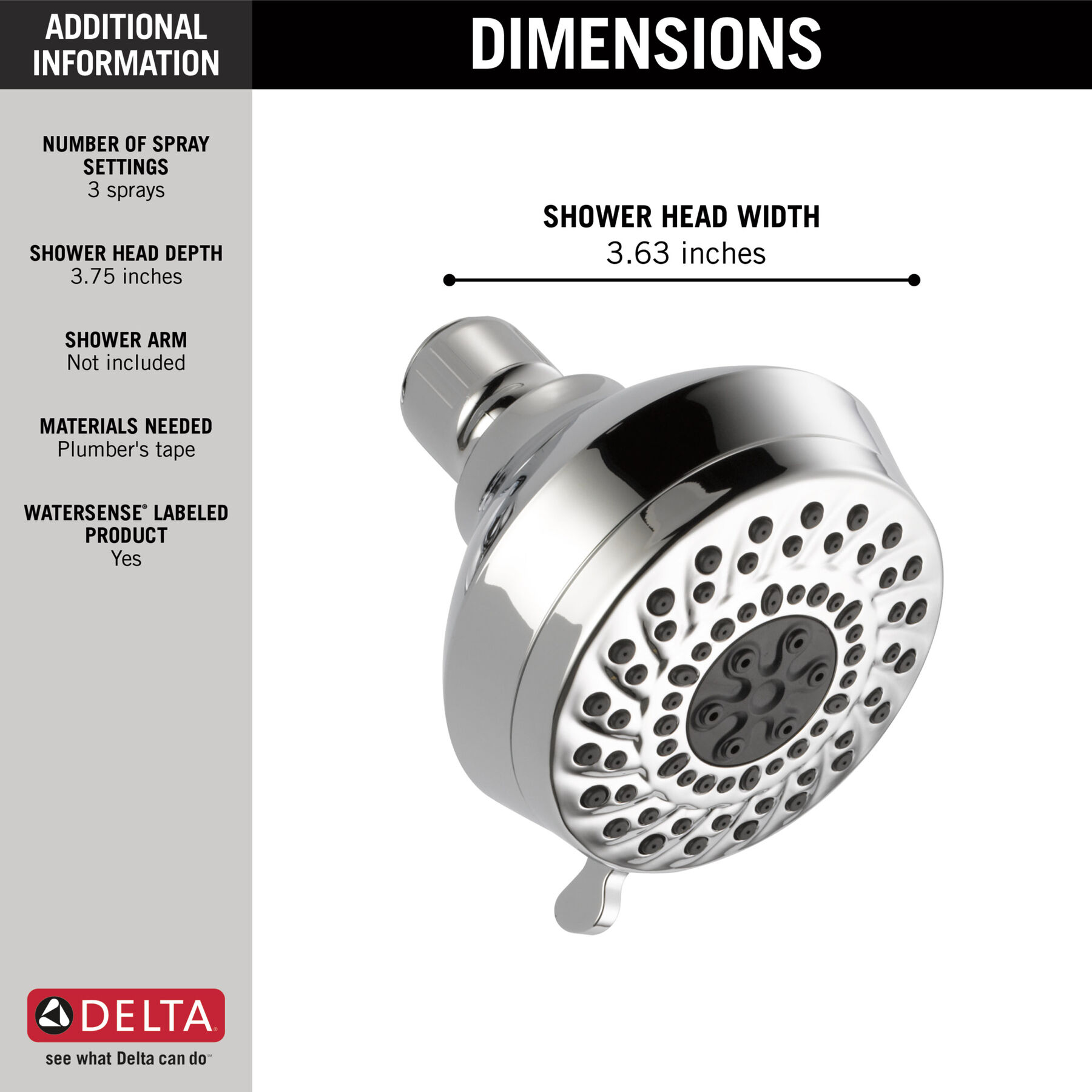 3-Setting Shower Head (Recertified)