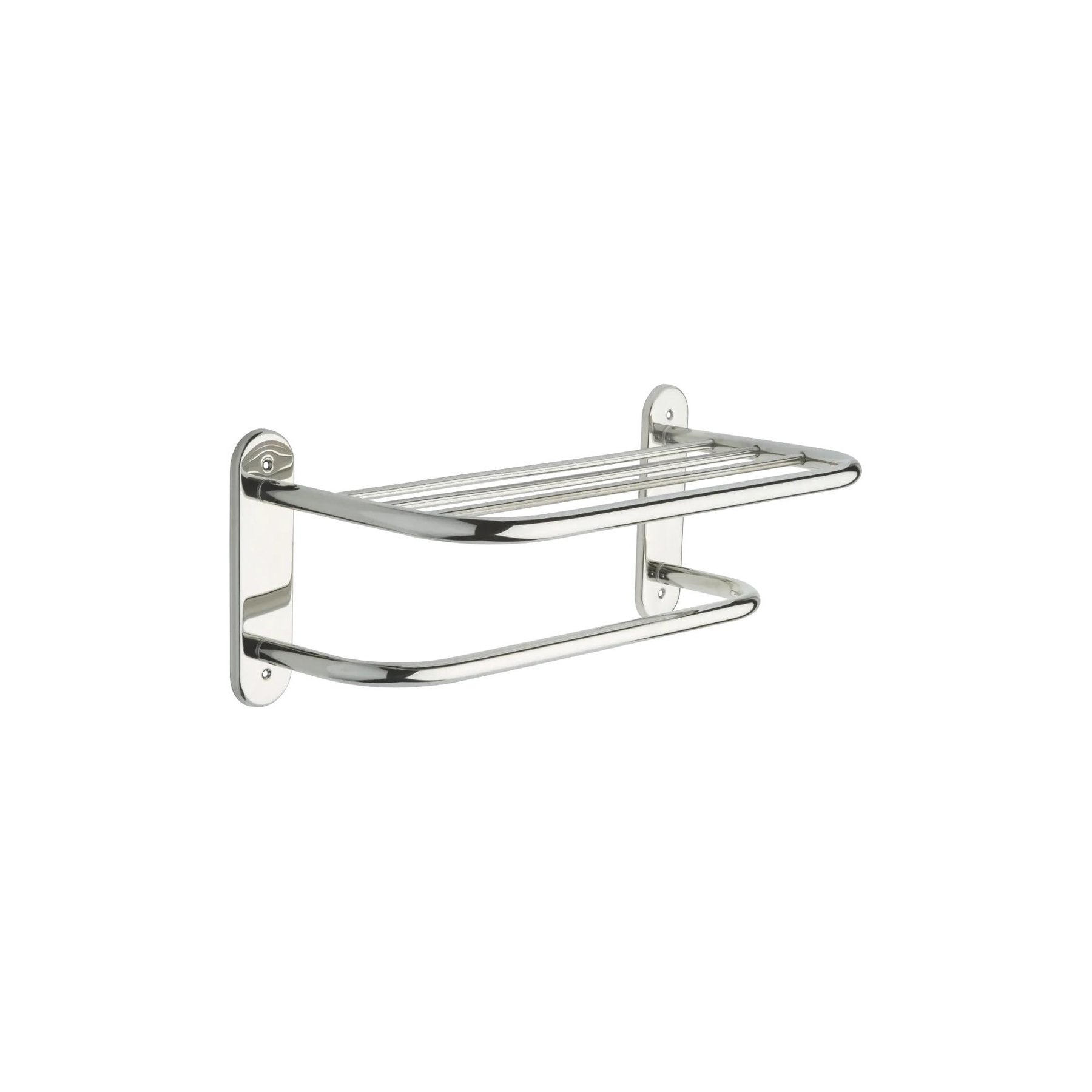 18" Stainless Steel Towel Shelf with One Bar, Exposed Mounting
