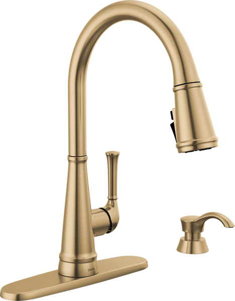 Single Handle Kitchen Pull-Down Faucet w/ Soap Dispenser in