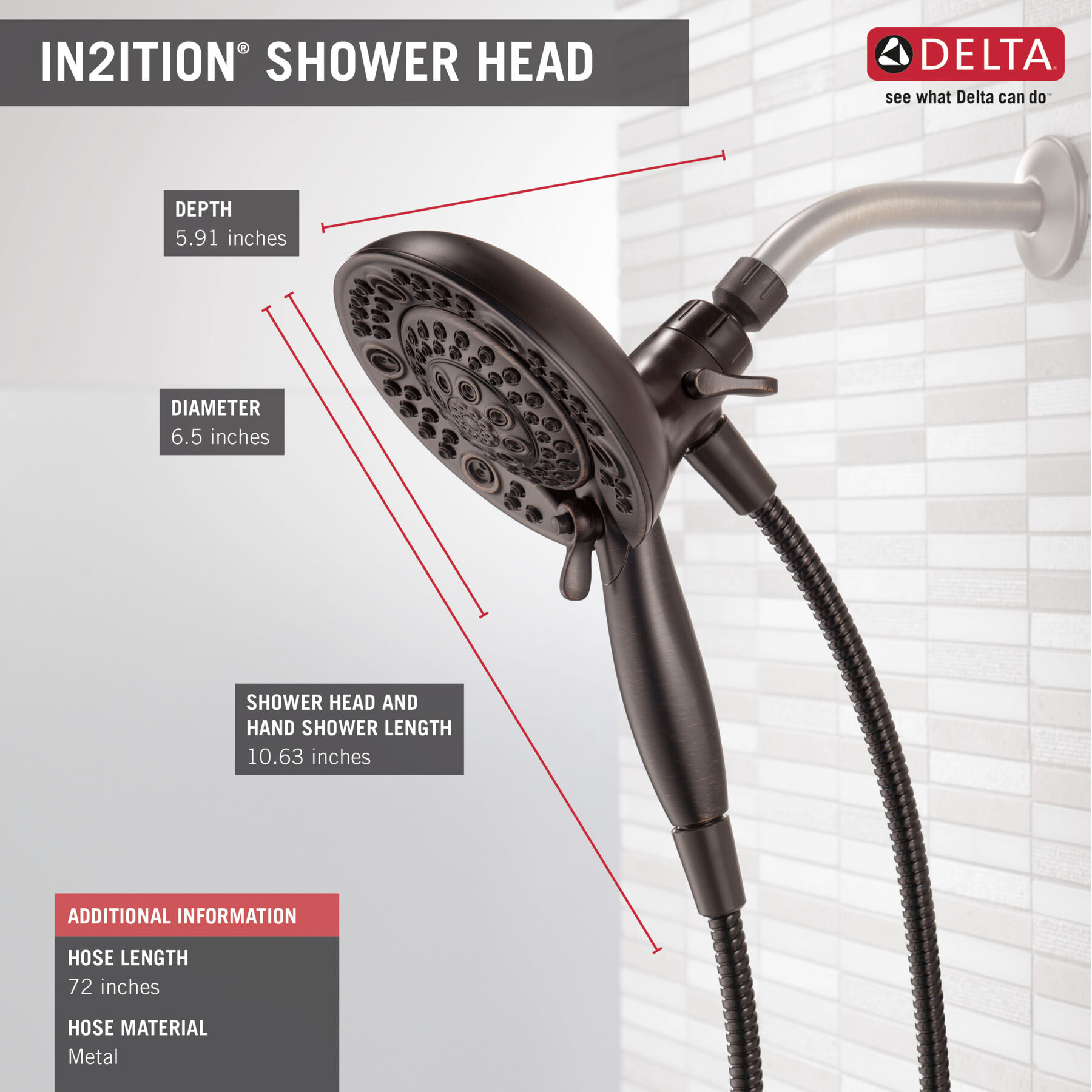 In2ition&reg; 5-Setting Two-in-One Shower (Recertified)