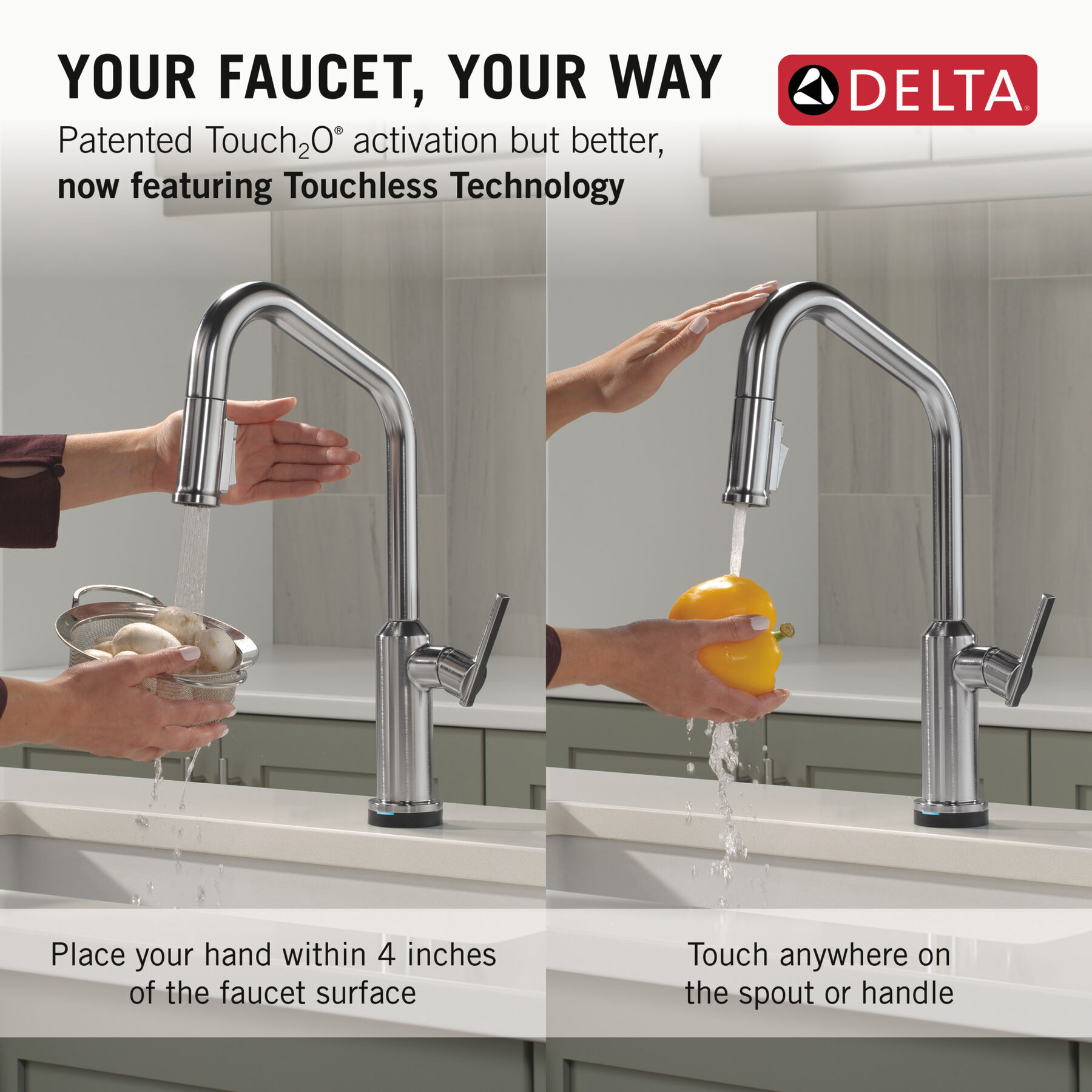 Touch2O&reg; Technology Kitchen Faucet with Touchless Technology