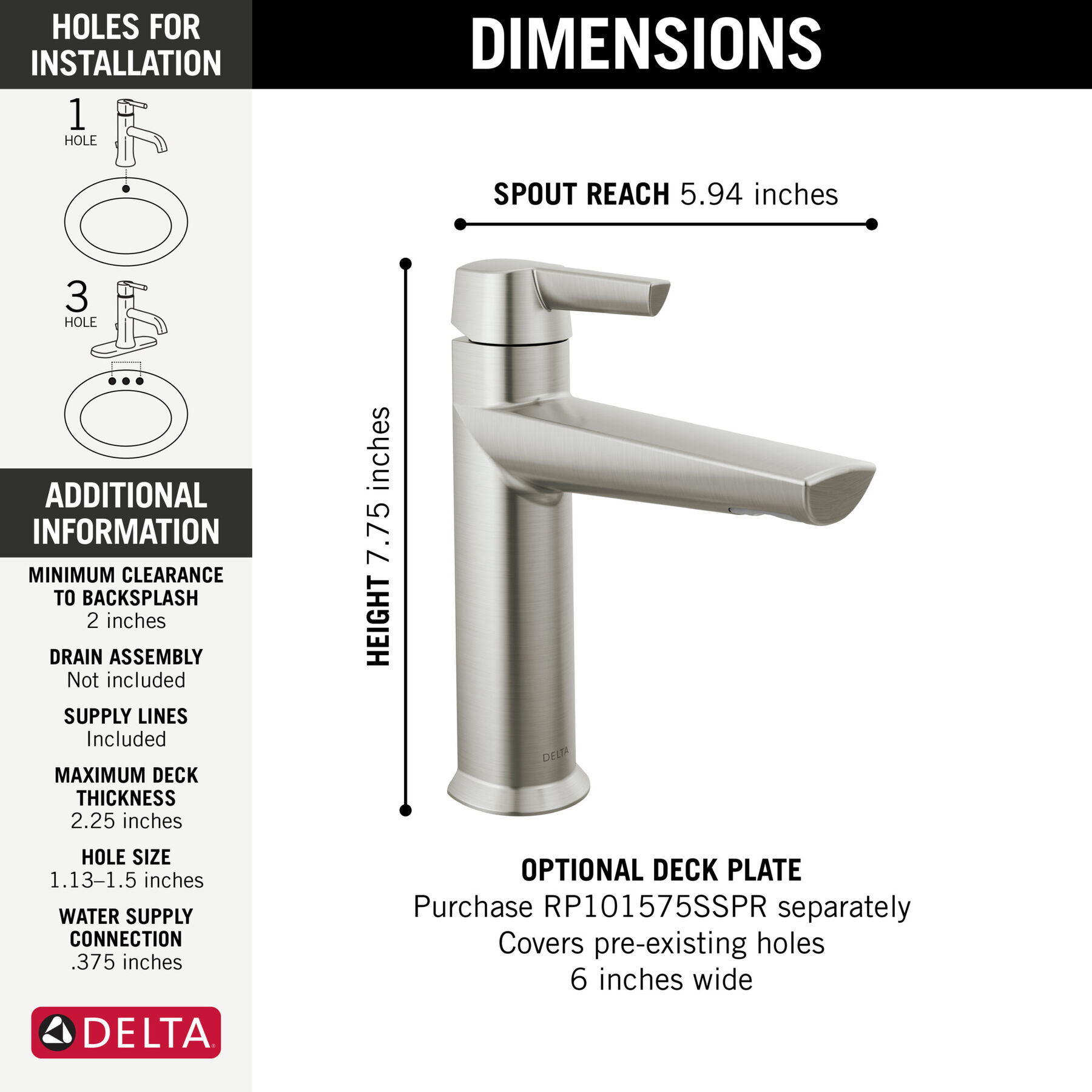 Single Handle Bathroom Faucet (Recertified)