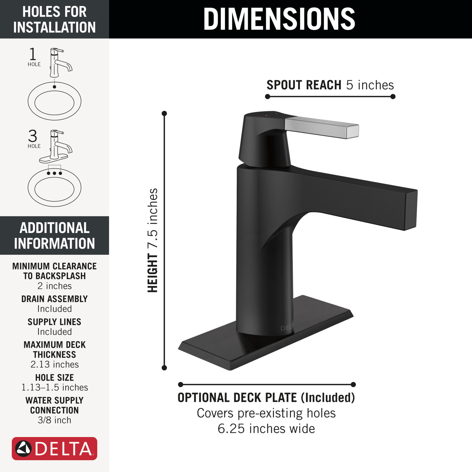 lamer_314 Single Handle Bathroom Faucet in Chrome / Matte Black 574-CSMPU