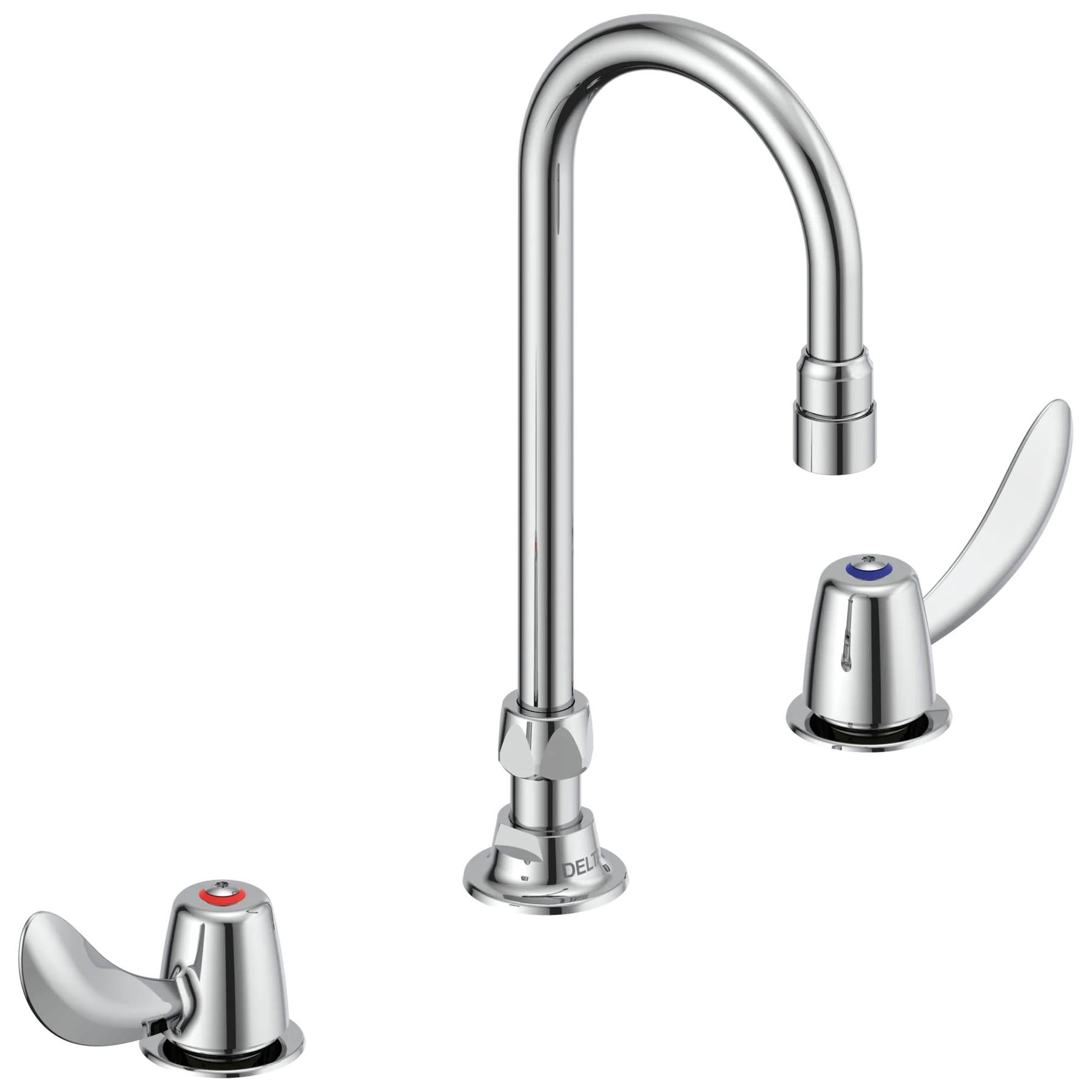Two Handle Widespread Bathroom Faucet with Gooseneck Spout - Less Pop-Up