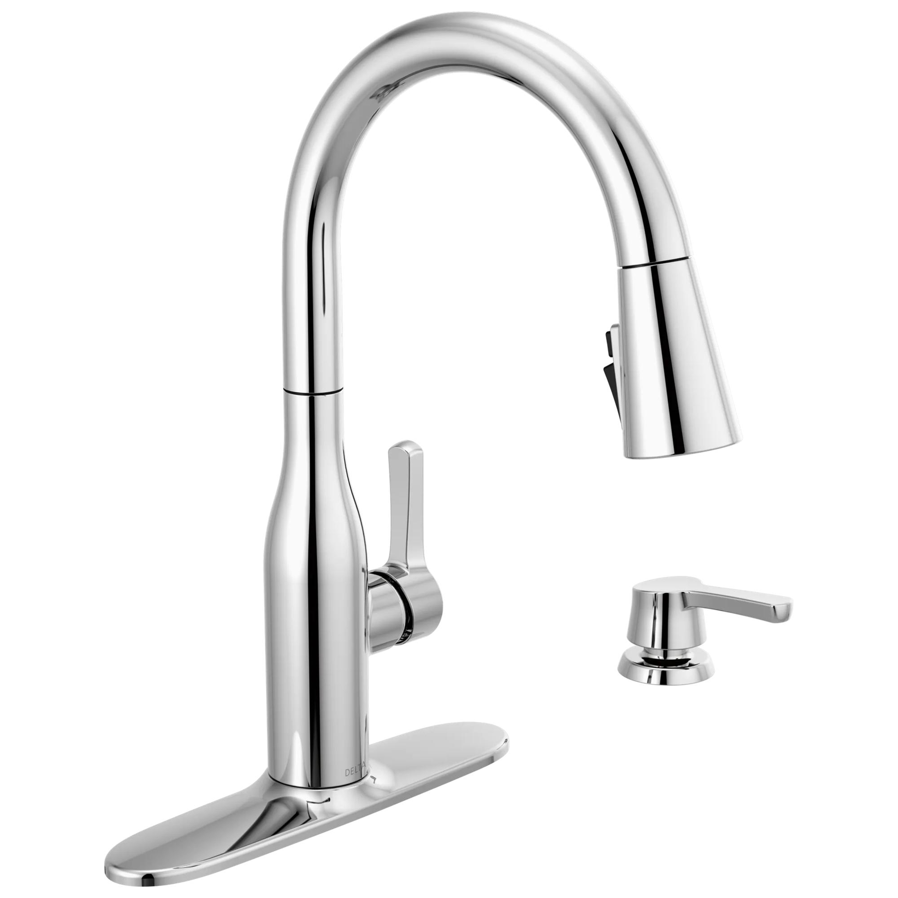 Single Handle Pull-Down Kitchen Faucet with Soap Dispenser and ShieldSpray &reg; Technology