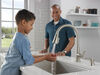 Single Handle Pull-Down Kitchen Faucet with Soap Dispenser and ShieldSpray Technology