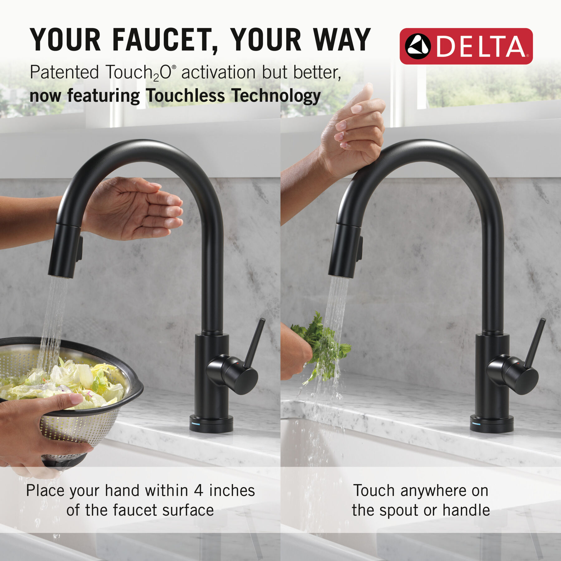 Touch2O with Touchless Technology Single Handle Pull-Down Kitchen Faucet with Soap Dispenser
