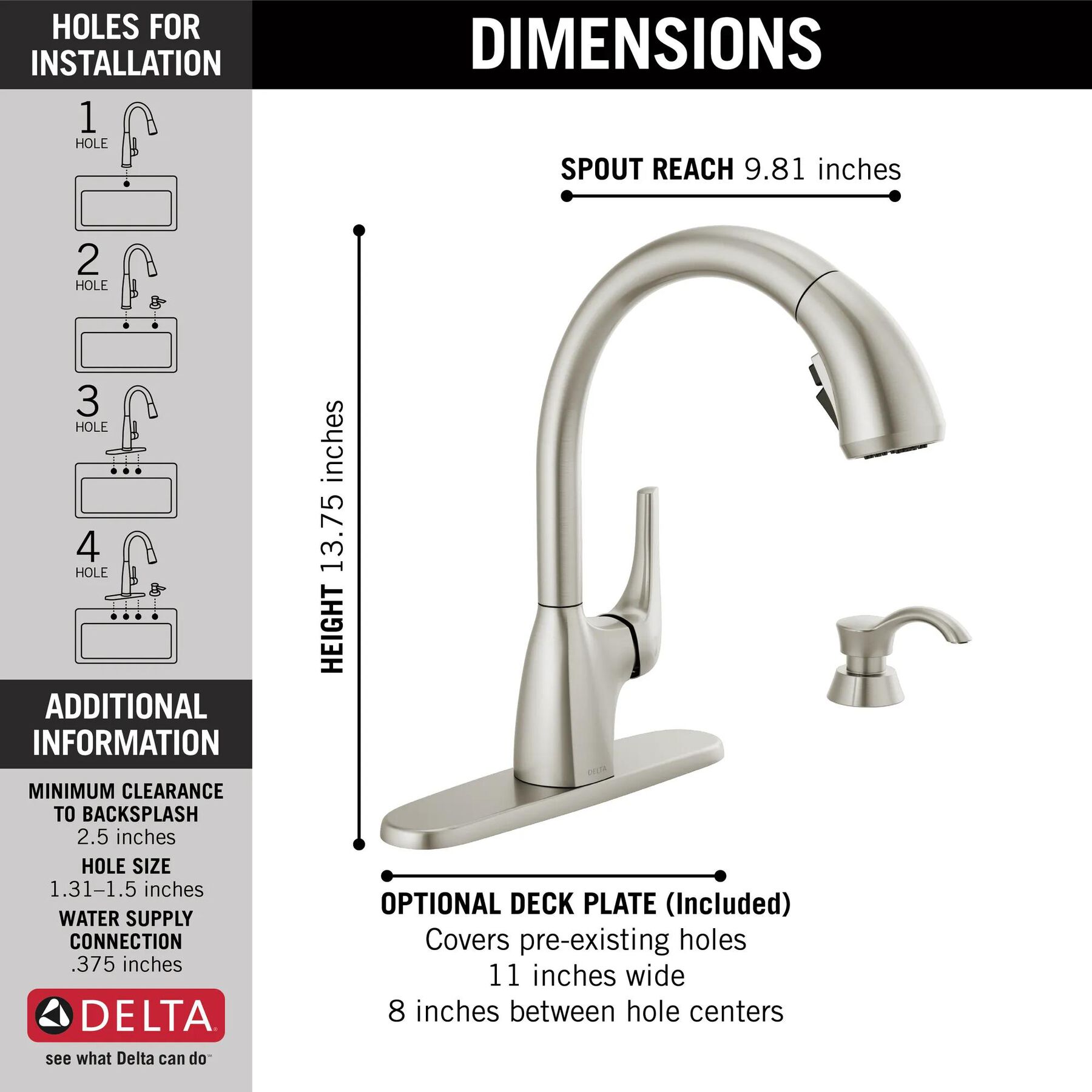 Mid-Rise Pull-Out Kitchen Faucet with Soap Dispenser and ShieldSpray Technology (Recertified)