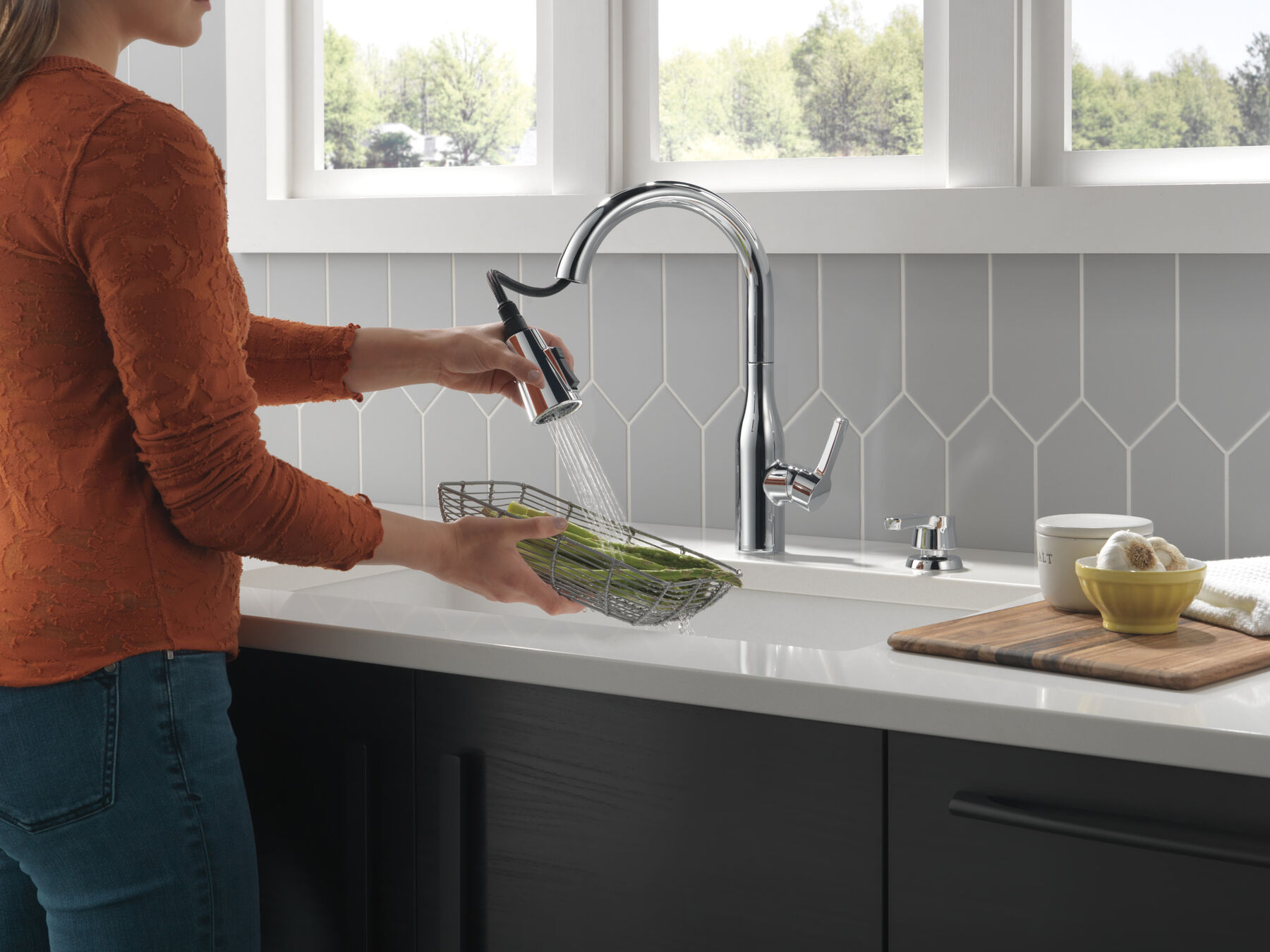 Single Handle Pull-Down Kitchen Faucet with Soap Dispenser and ShieldSpray &reg; Technology (Recertified)