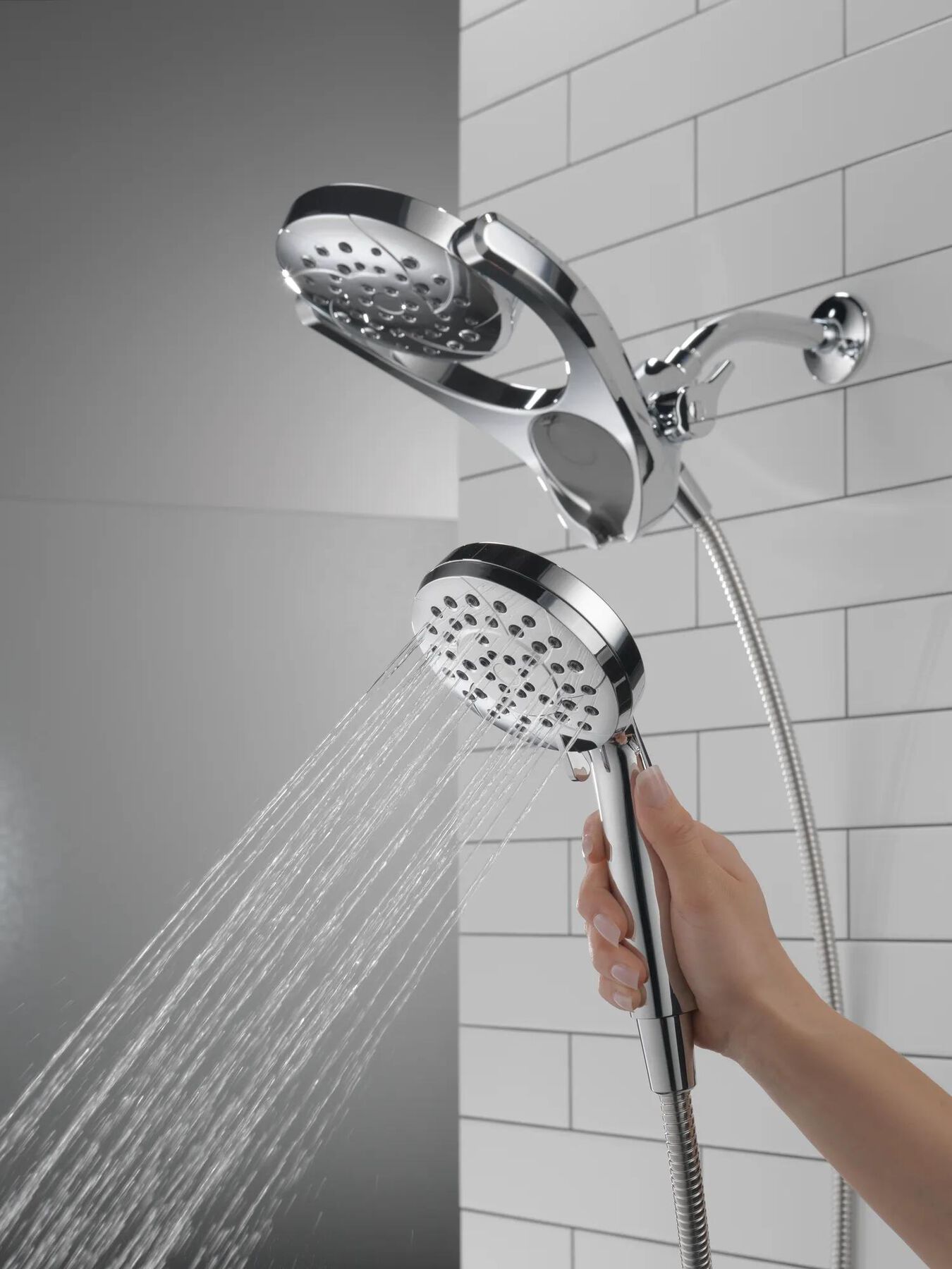 HydroRain&reg; 4-Setting Two-In-One Shower Head