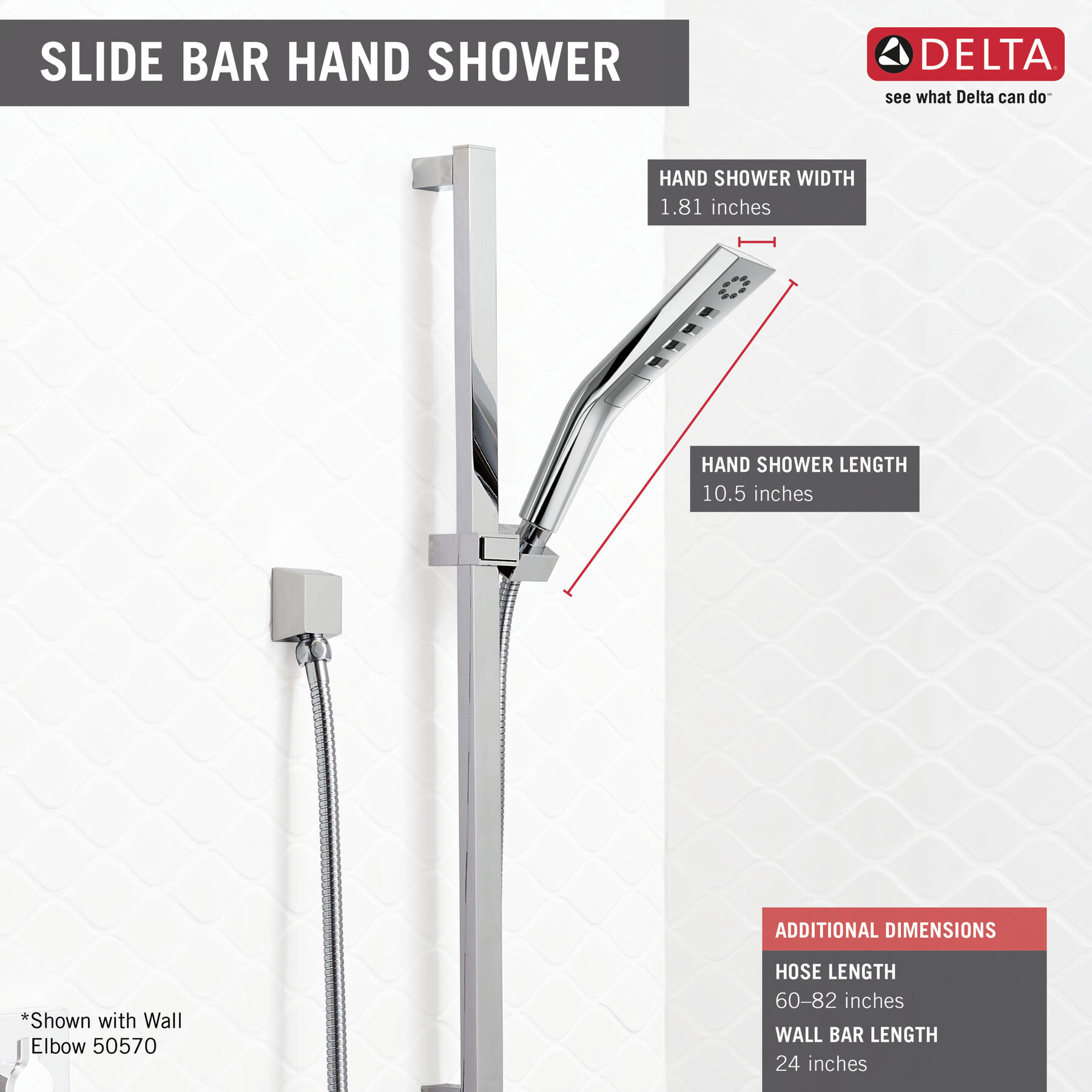 H<sub>2</sub>Okinetic&reg; 3-Setting Slide Bar Hand Shower