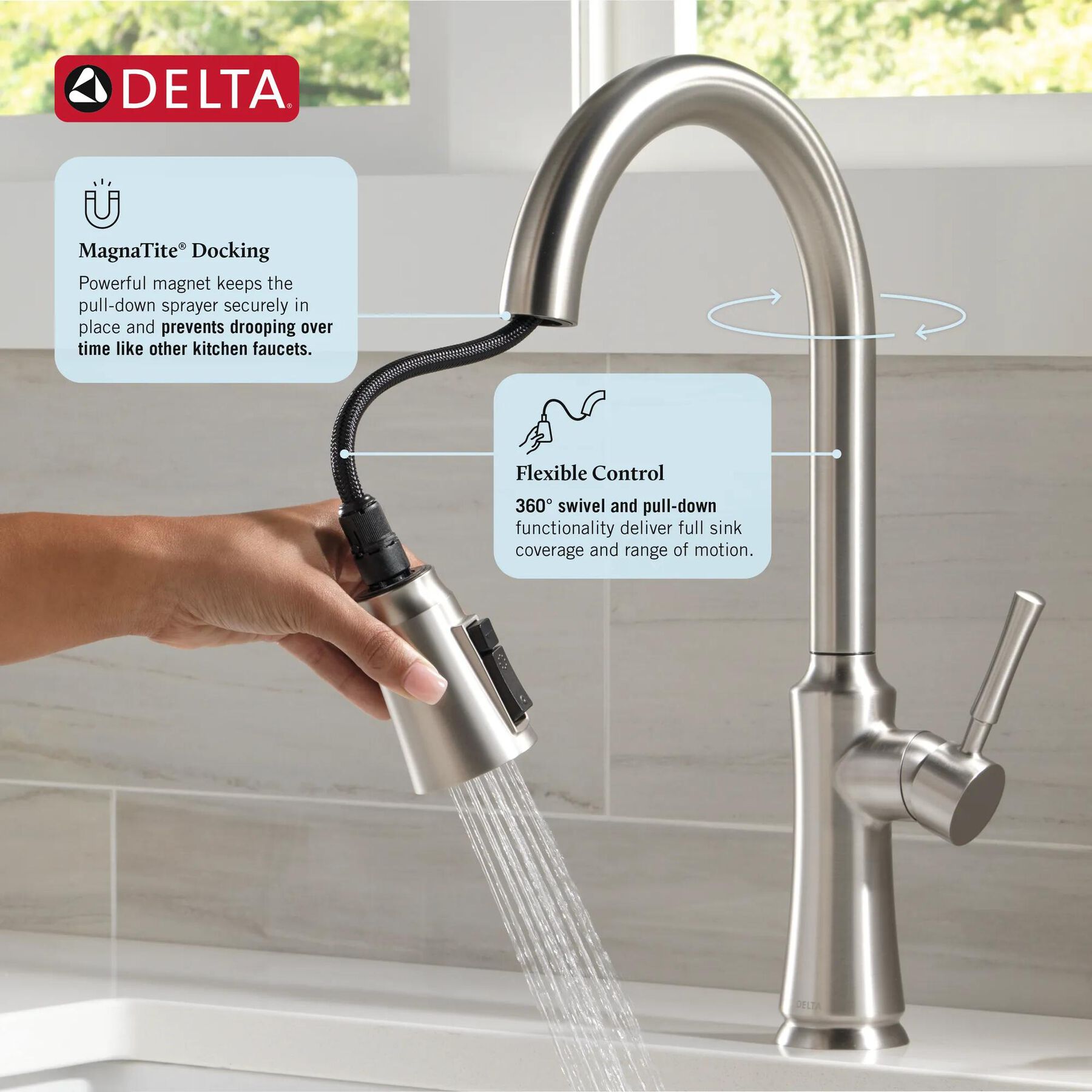 Single Handle Pull-Down Kitchen Faucet with Soap Dispenser and ShieldSpray&reg; Technology