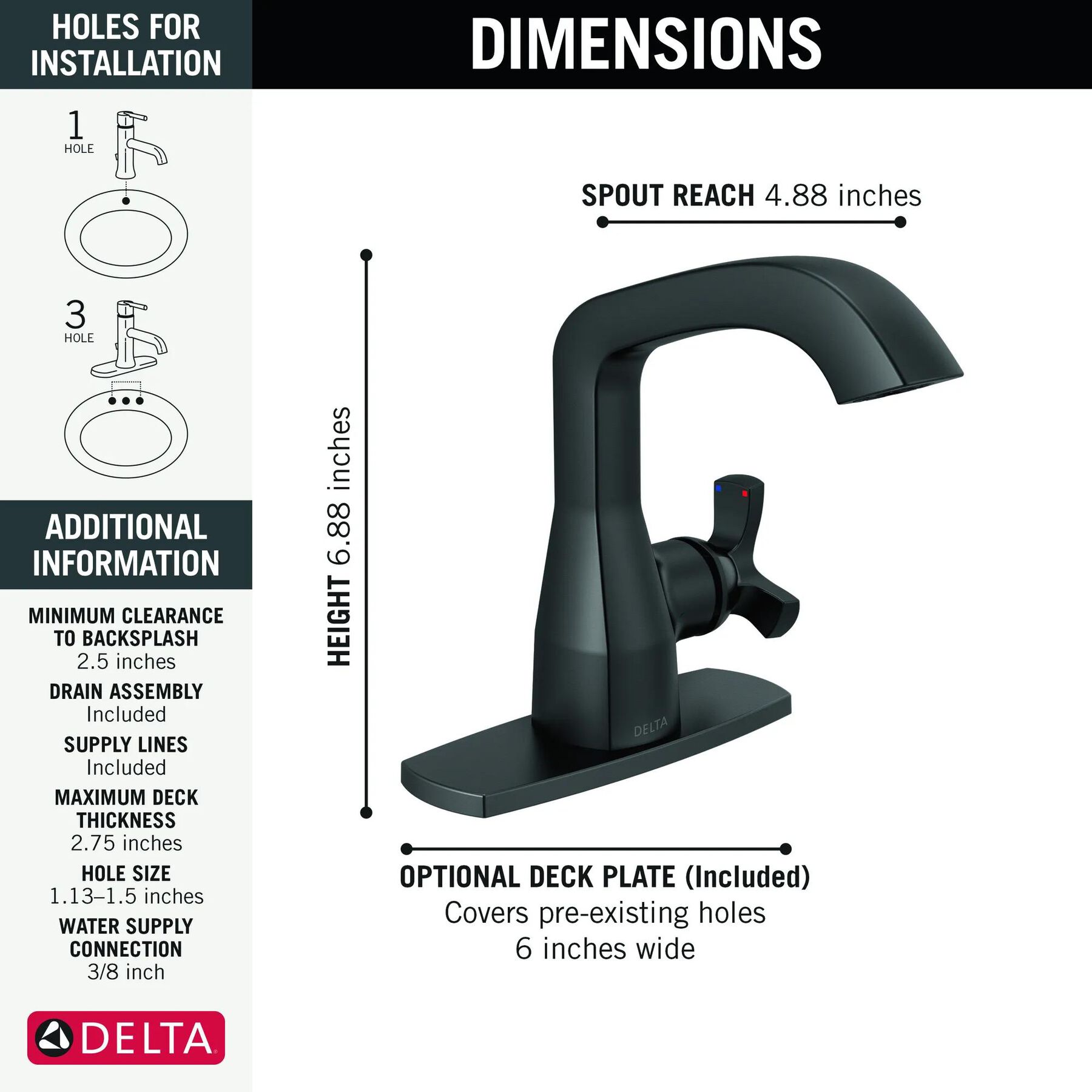 Single Handle Bathroom Faucet (Recertified)