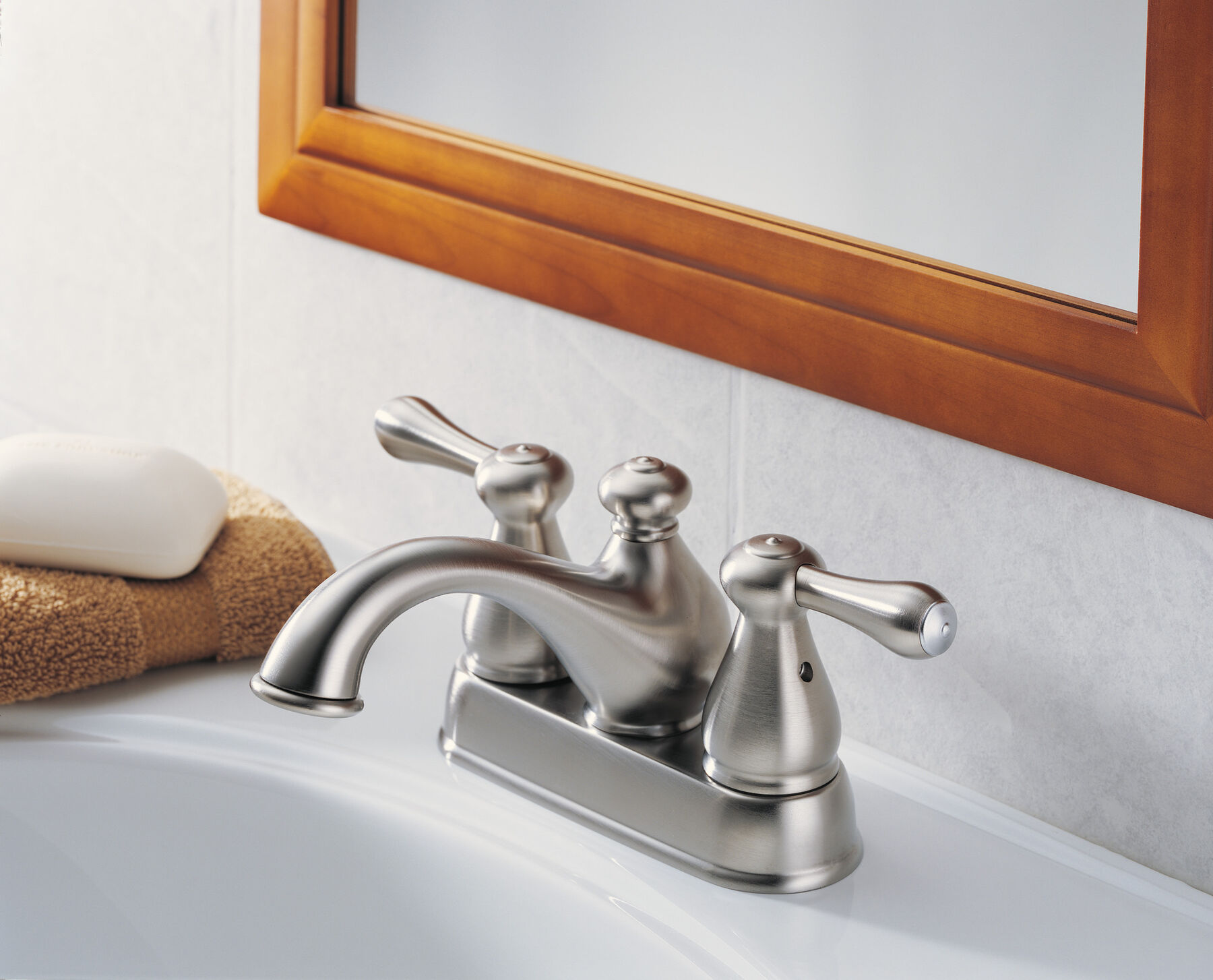 Two Handle Centerset Lavatory Faucet - Metal Pop-Up