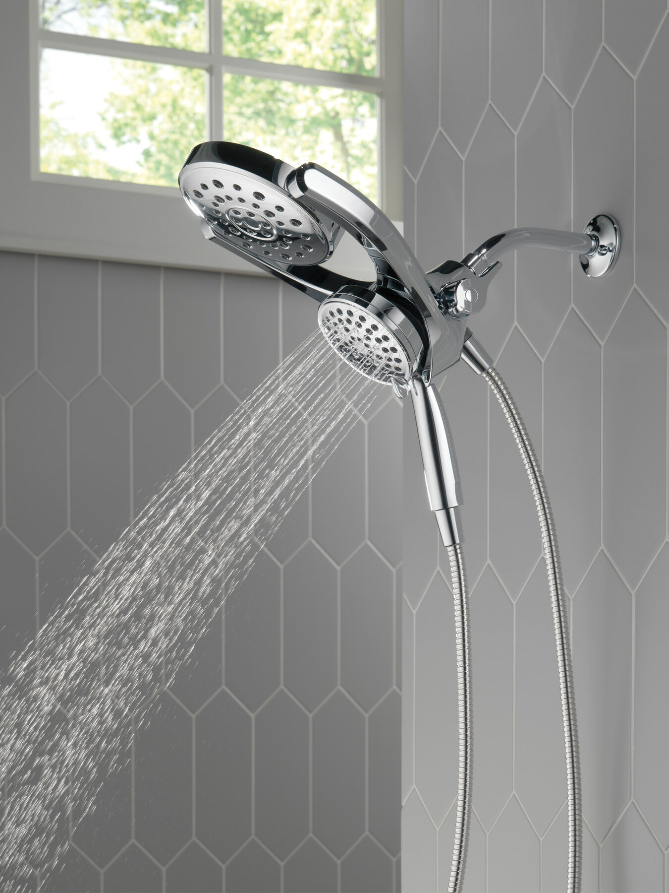 HydroRain&reg; 4-Setting Two-in-One Shower Head