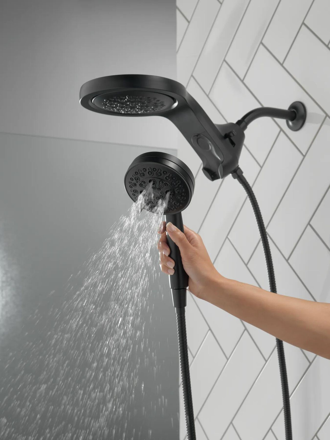 HydroRain&reg; H<sub>2</sub>Okinetic&reg; 5-Setting Two-in-One Shower Head