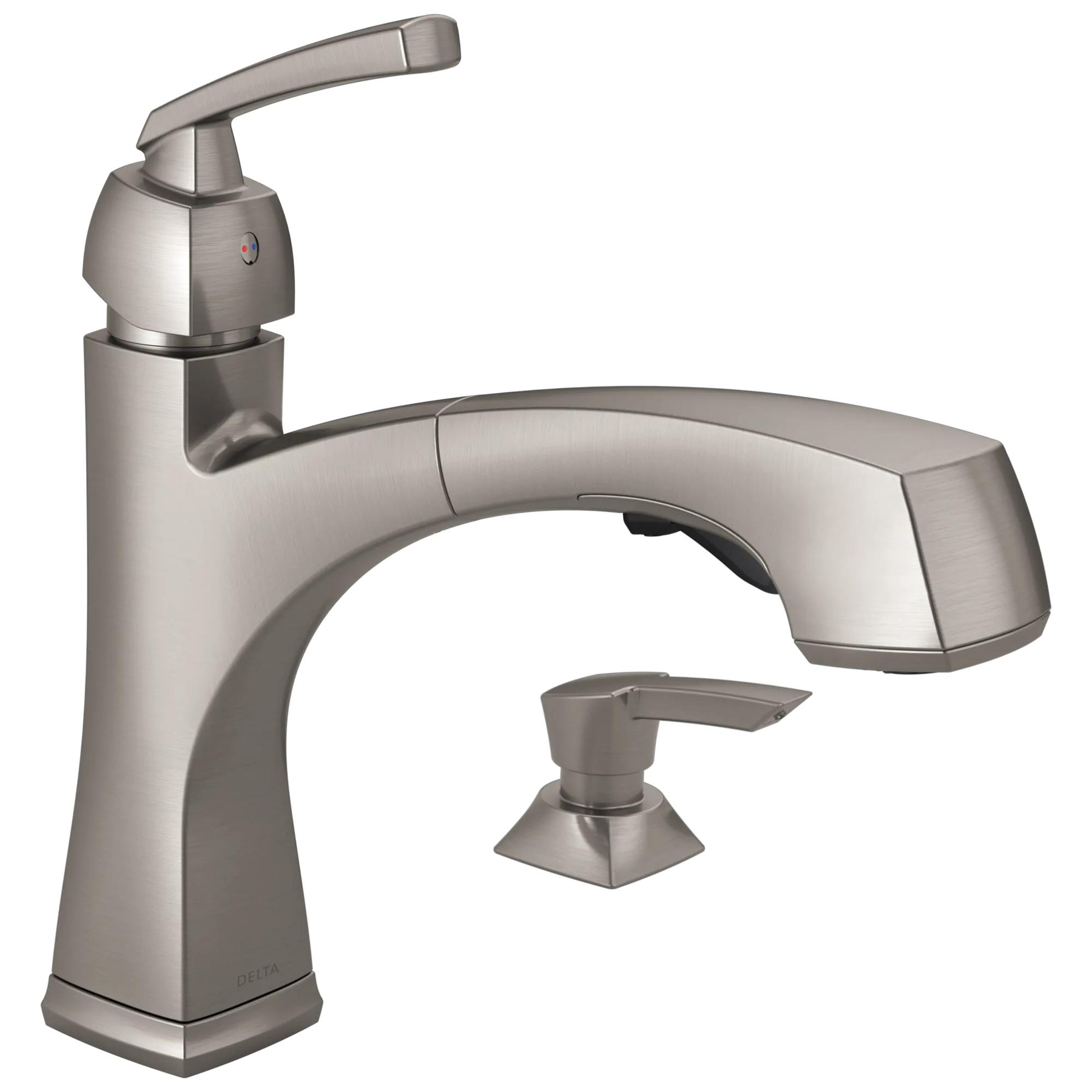 Single Handle Pull-Out Kitchen Faucet with Soap Dispenser in
