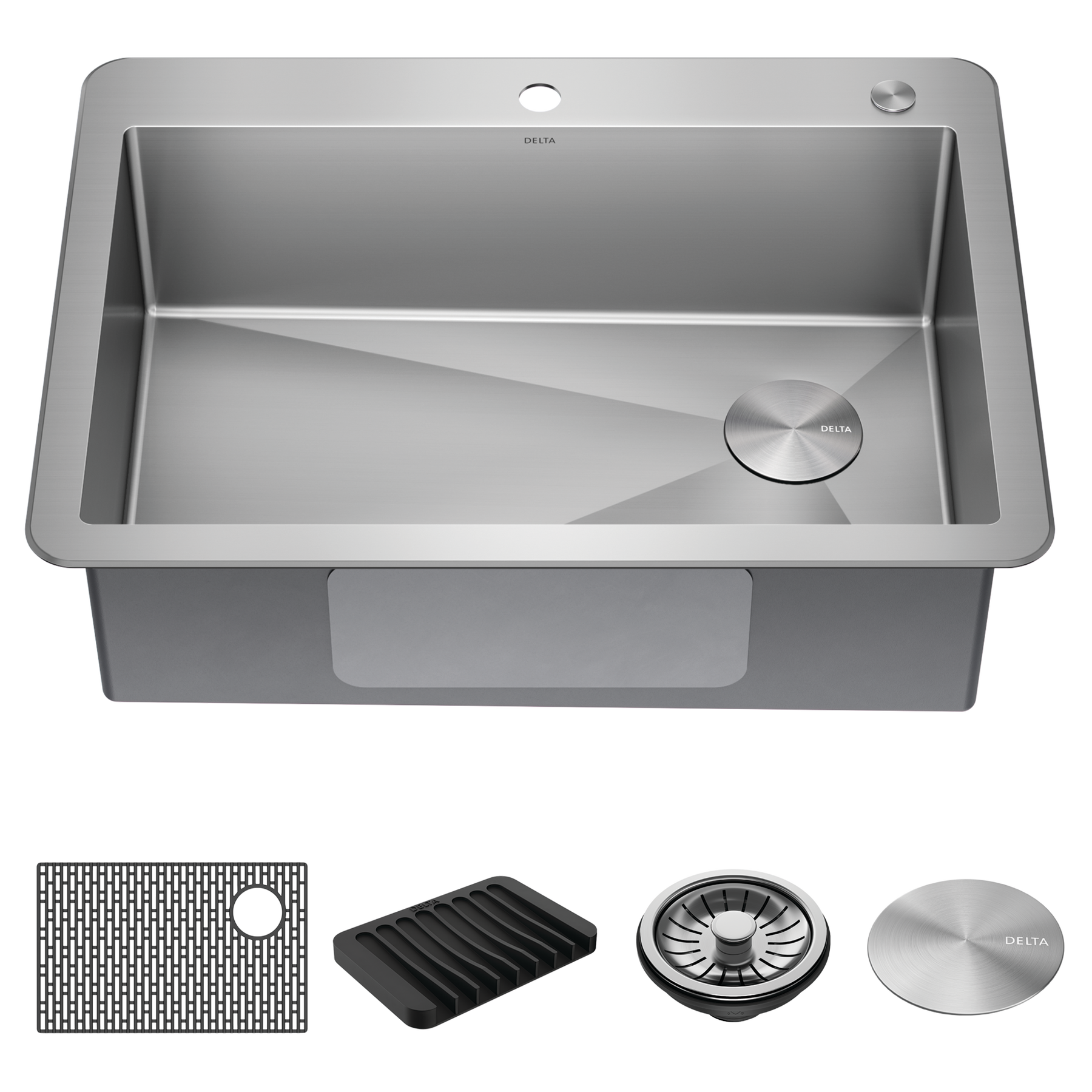 30&rdquo; Drop-In Undermount Stainless Steel Single Bowl Kitchen Sink with Accessories