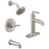 Single Handle Lavatory Faucet with 14 Series Tub Shower Trim and Rough Bundle