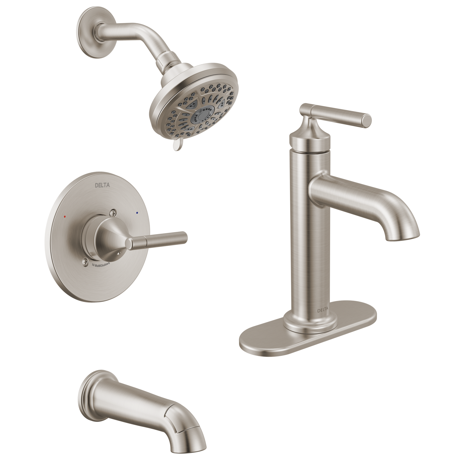 Single Handle Lavatory Faucet with 14 Series Tub Shower Trim and Rough Bundle