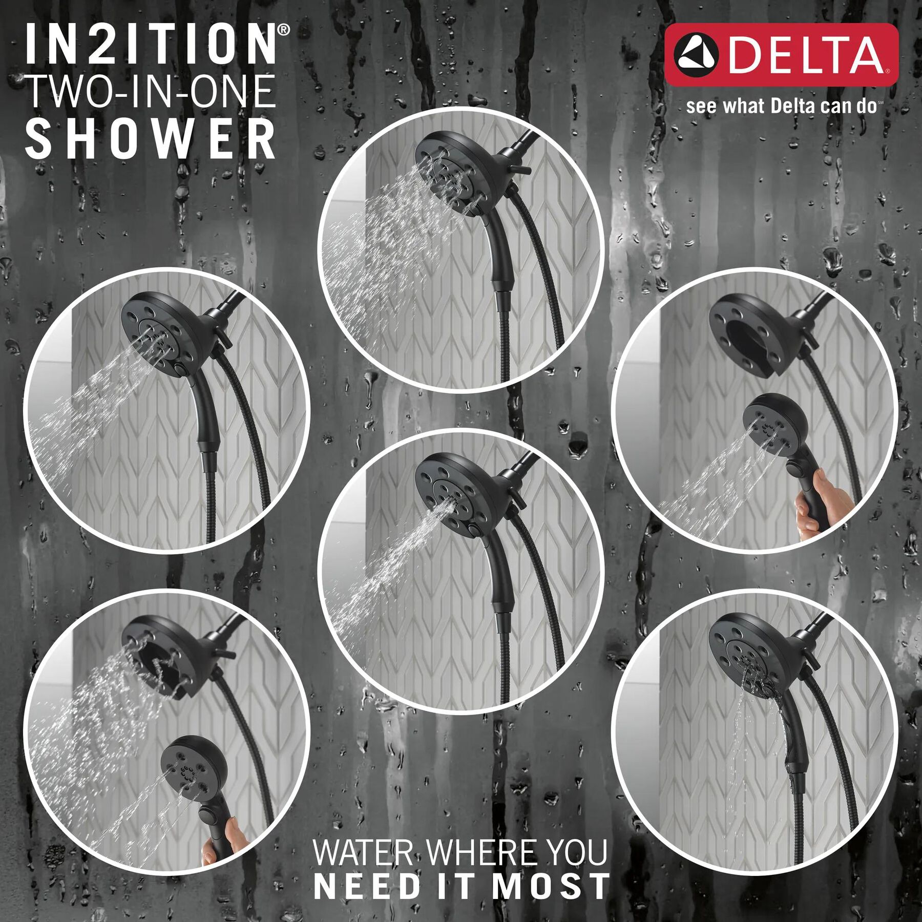 H2Okinetic&reg; In2ition&reg; 4-Setting Two-in-One Shower (Recertified)