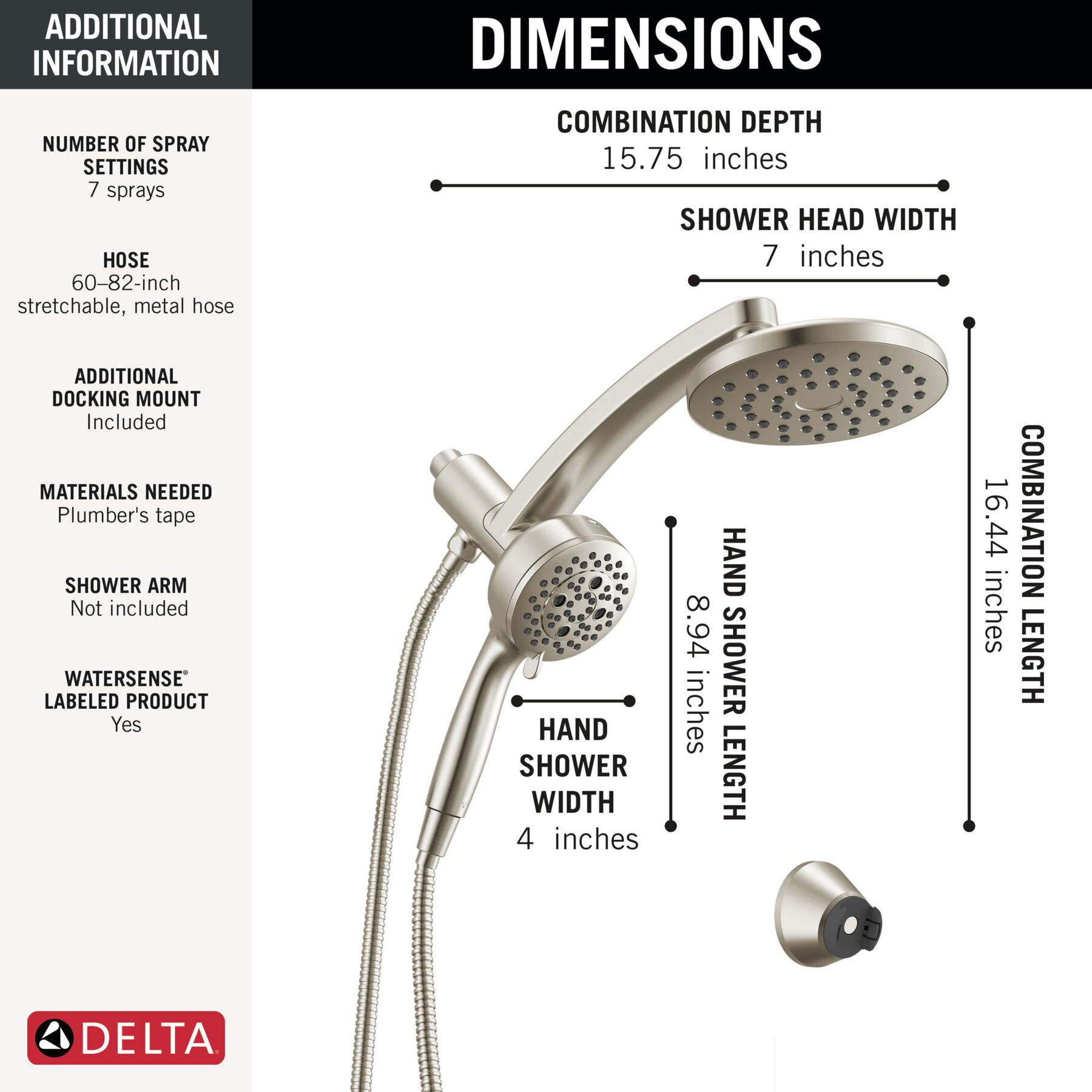 PivotPro&trade; 3-in-1 Combination Shower