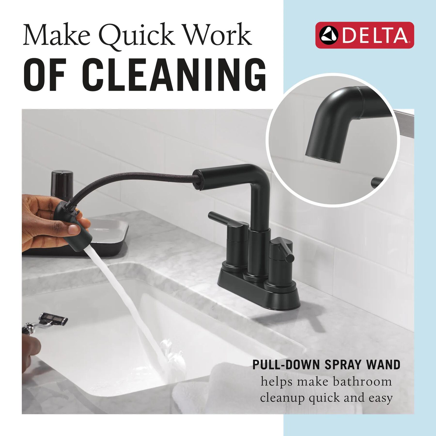 Two Handle Centerset Pull-Down Bathroom Faucet