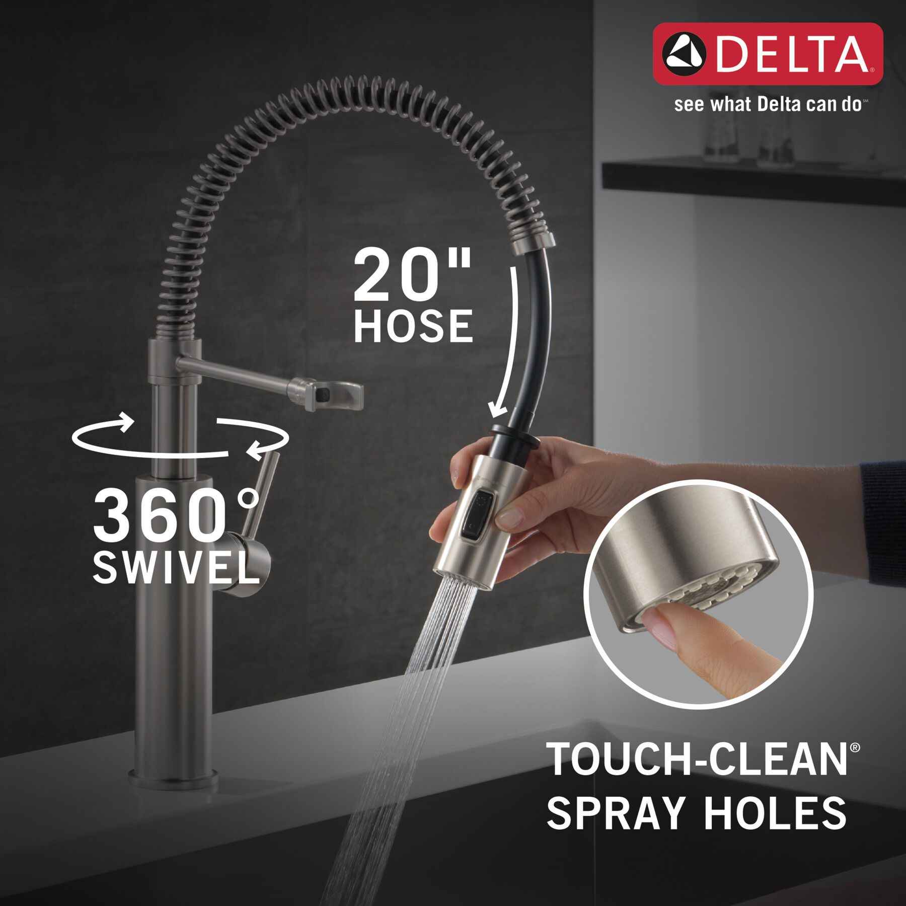 Single-Handle Pull-Down Spring Kitchen Faucet (Recertified)