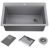 30&rdquo; Granite Composite Workstation Kitchen Sink Drop-In Top Mount Single Bowl with WorkFlow&trade; Ledge and Accessories in Dark Grey