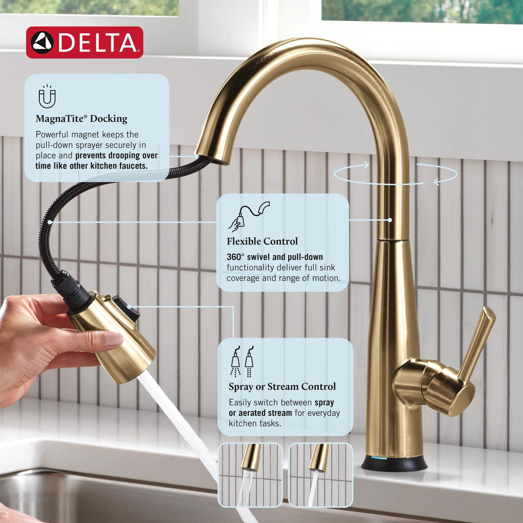 Touch<sub>2</sub>O&reg; Technology Kitchen Faucet with Touchless Technology