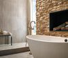 Single Handle Floor Mount Tub Filler Trim with Hand Shower