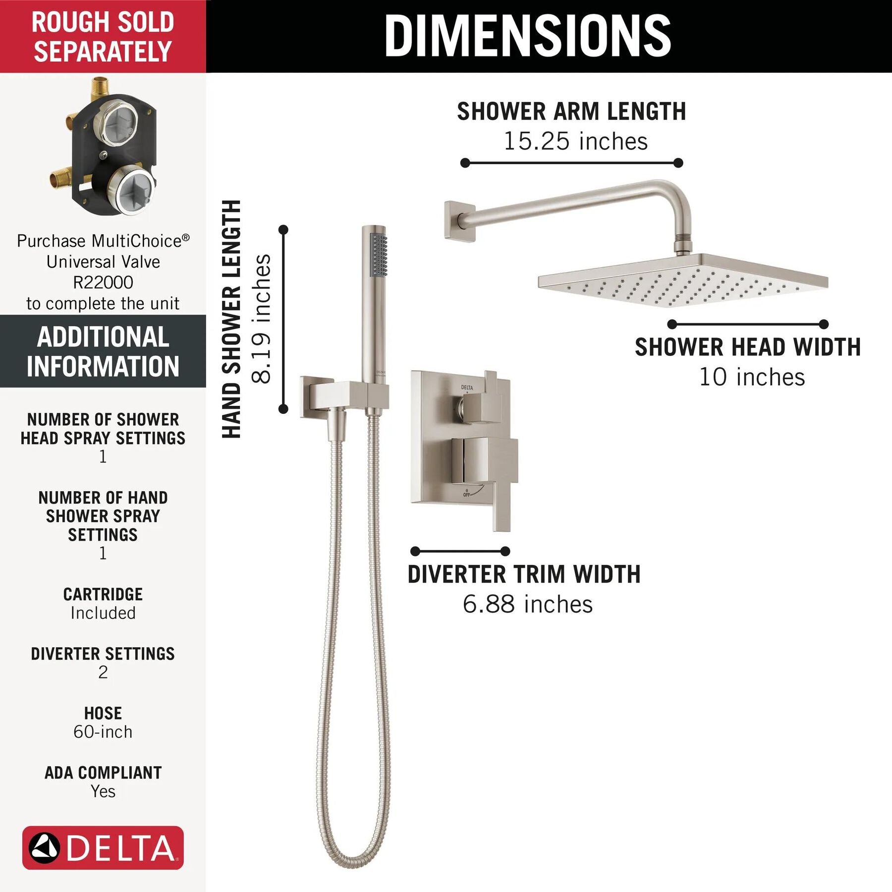 Monitor&reg; 14 Series Shower with Raincan & Hand Shower (Recertified)
