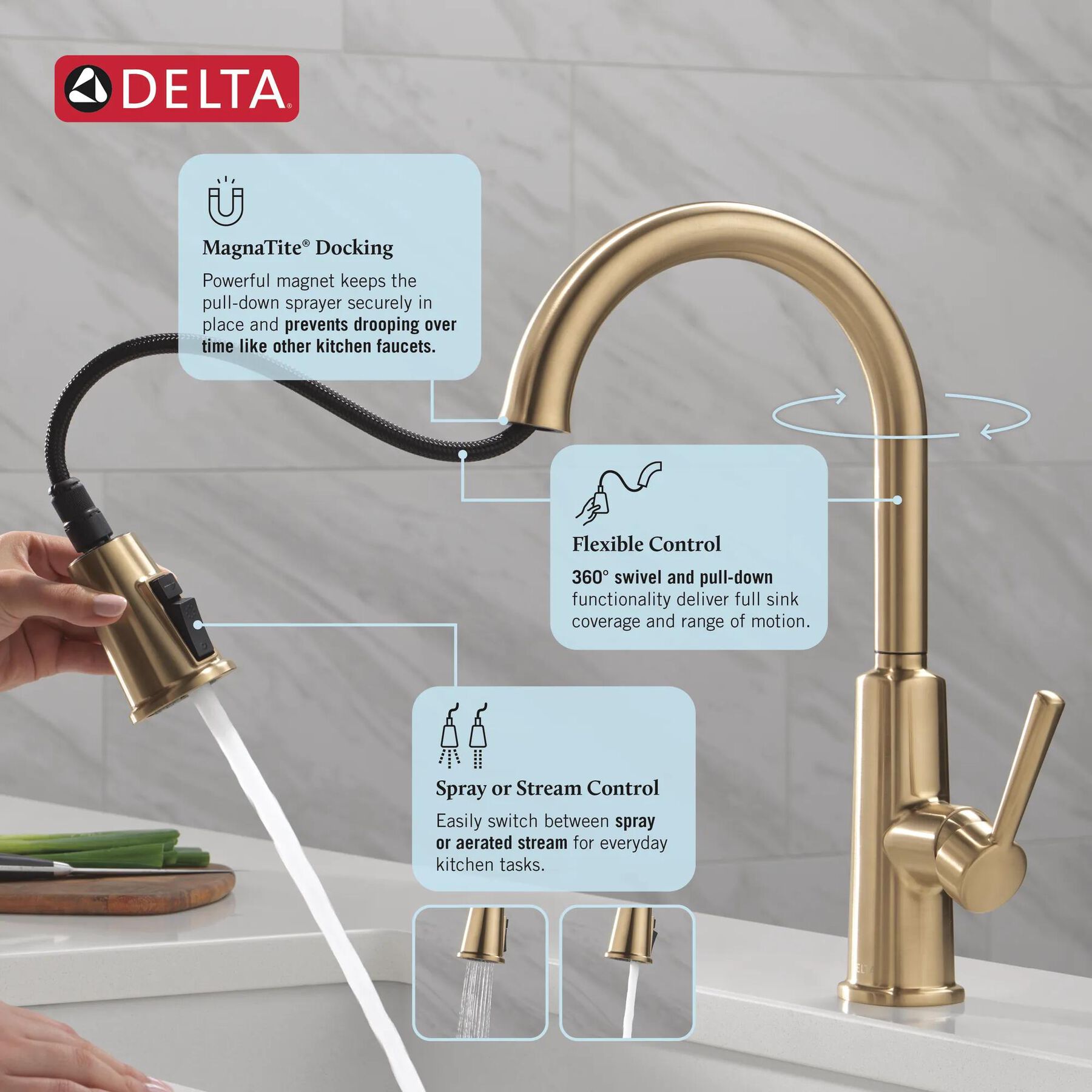 Single Handle Pull-Down Kitchen Faucet