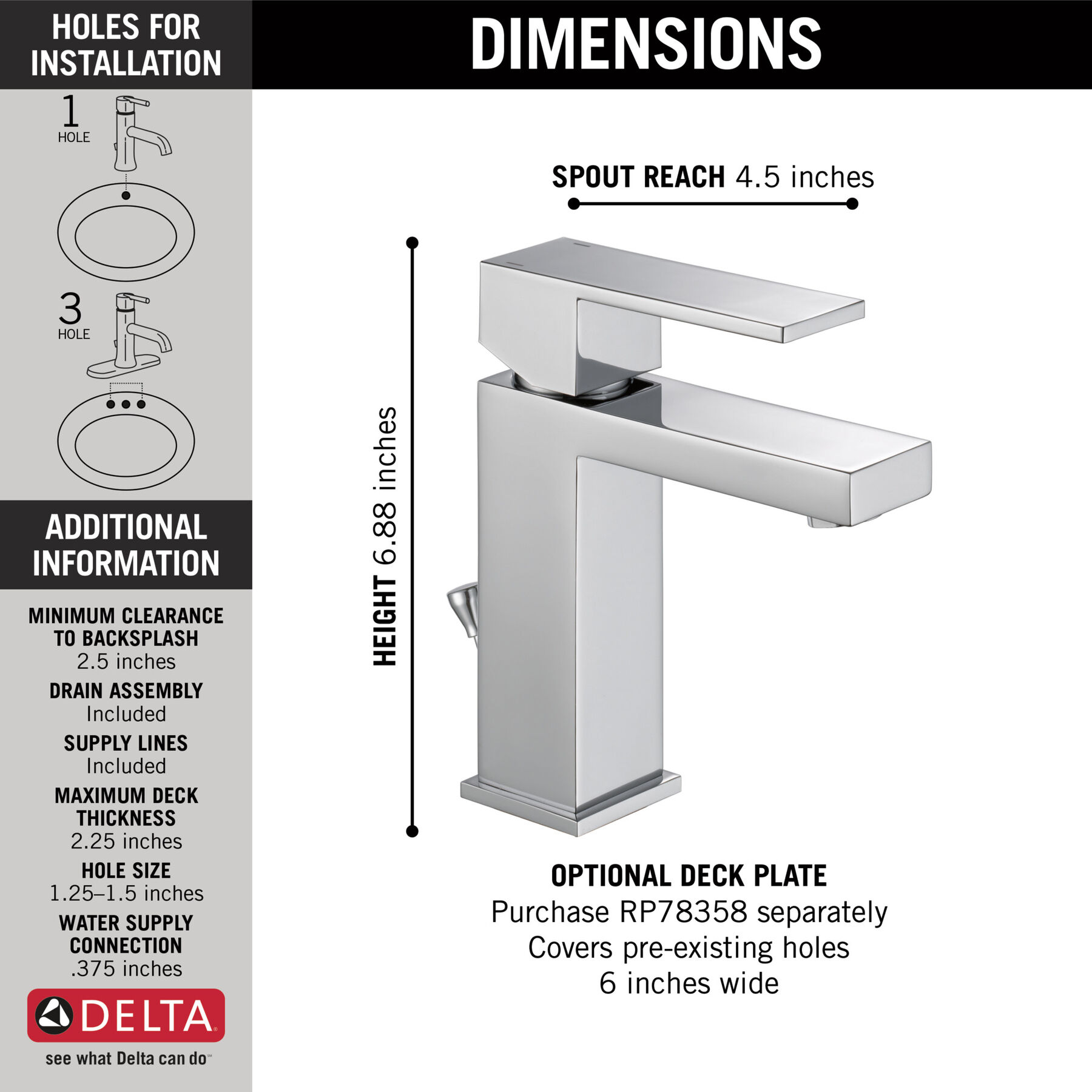 Single Handle Bathroom Faucet (Recertified)
