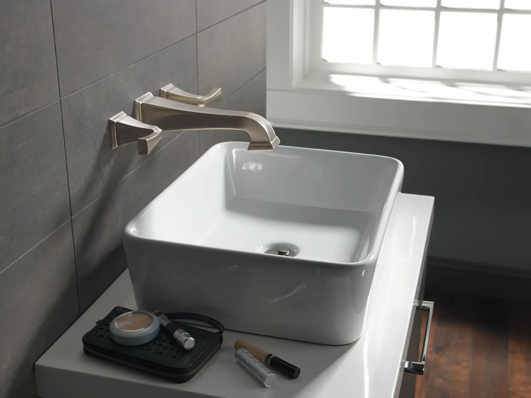 Two Handle Wall Mount Bathroom Faucet Trim