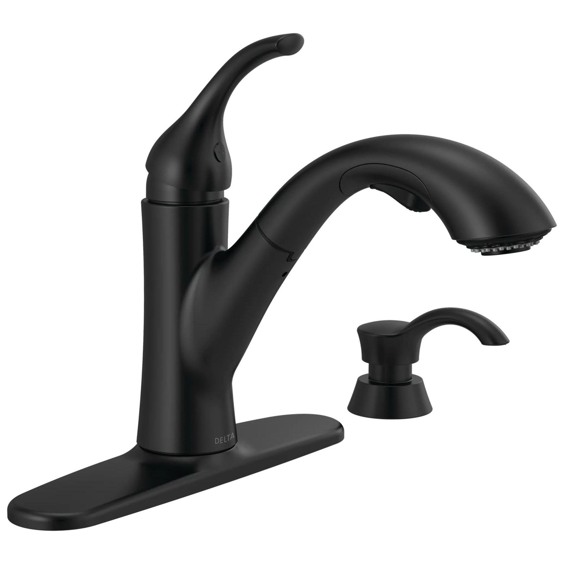 Single Handle Pull-Out Kitchen Faucet with Soap Dispenser