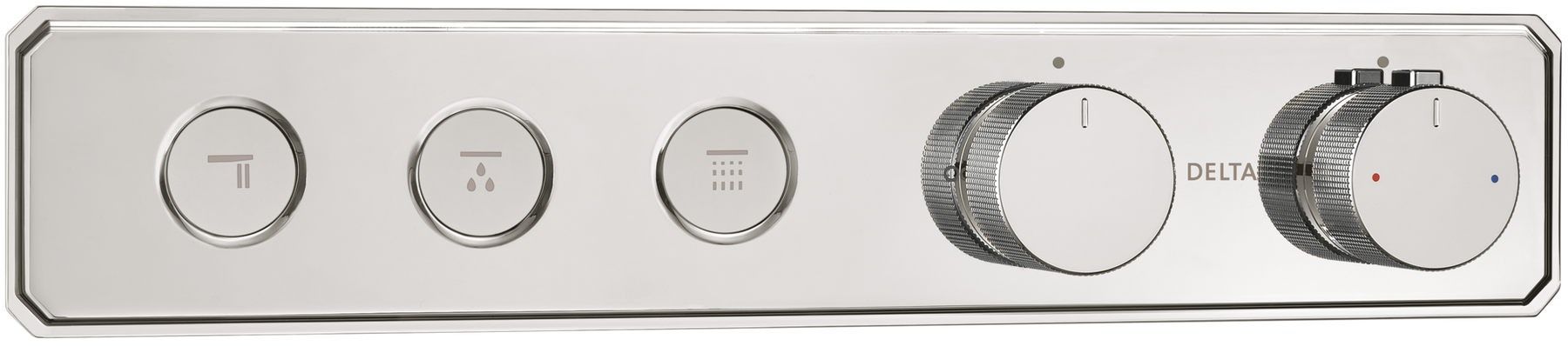 Traditional High Flow Push Button Thermostatic Trim - 3 Outlet