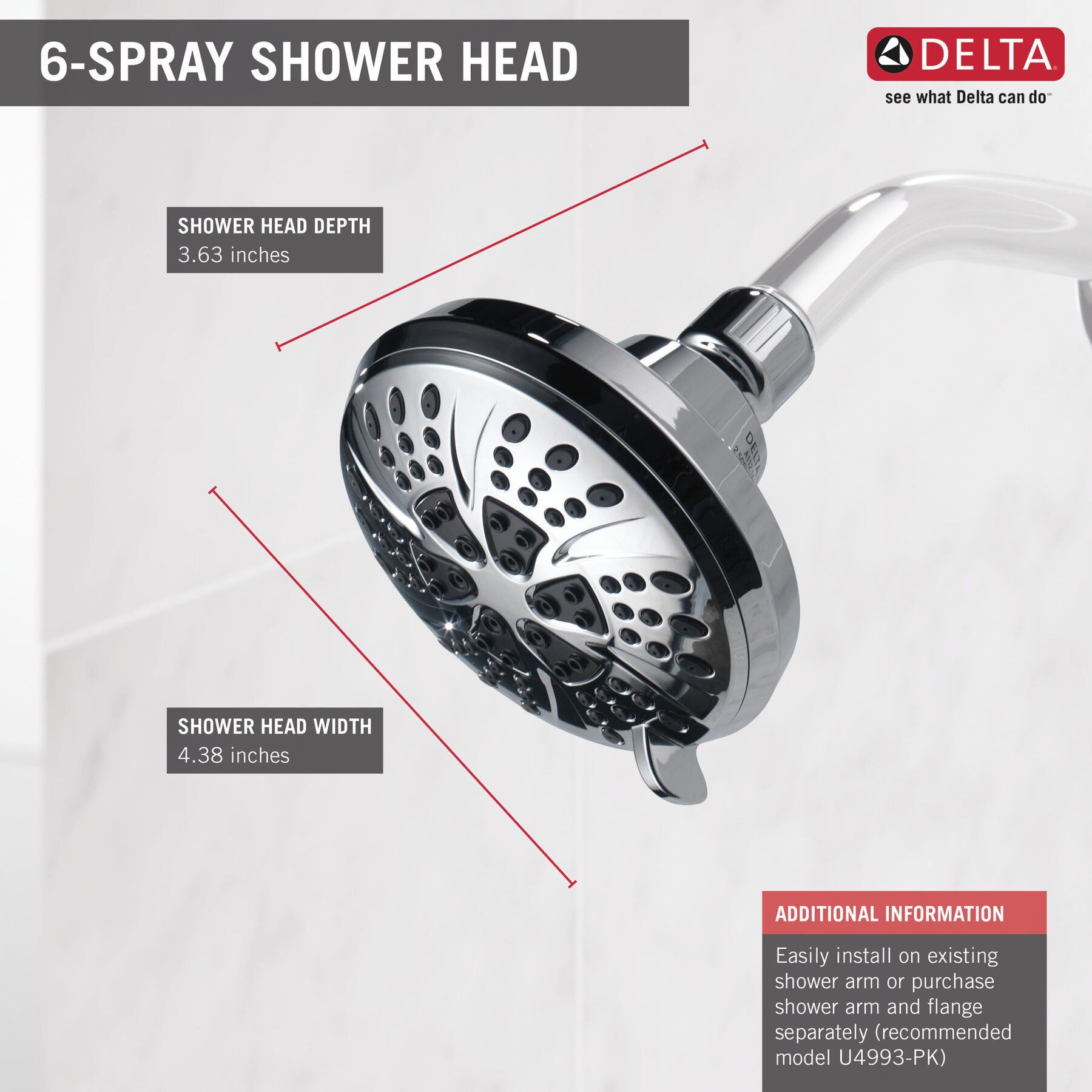 Shower Head 2.5 GPM 6-Setting