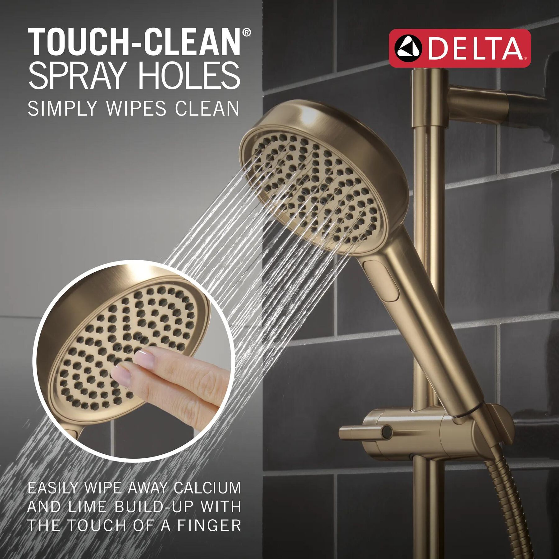 4-Setting Hand Shower with Slide Bar featuring FeatherRain&trade; Spray