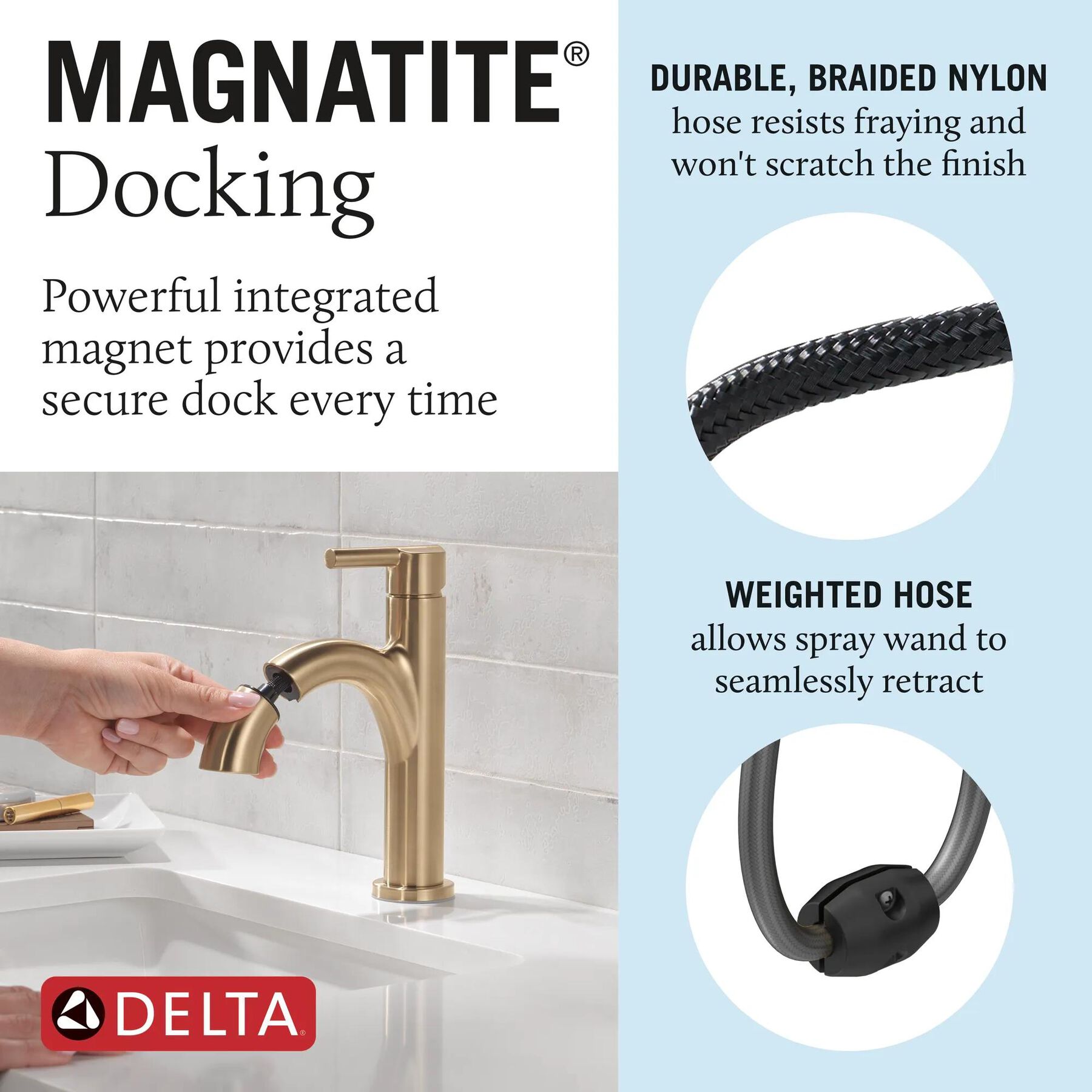 Single Handle Pull-Down Bathroom Faucet