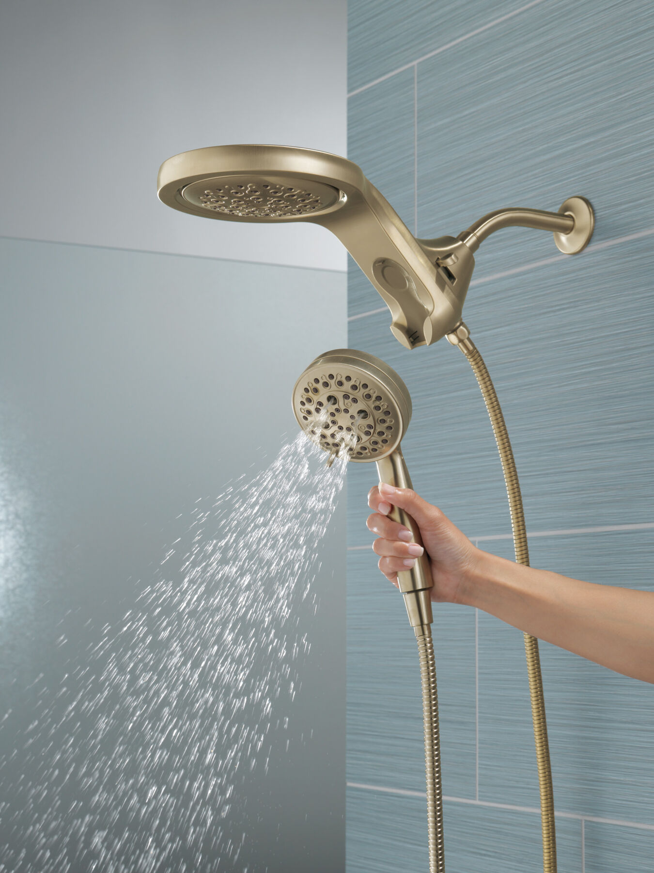 HydroRain&reg; H<sub>2</sub>Okinetic&reg; 5-Setting Two-in-One Shower Head (Recertified)