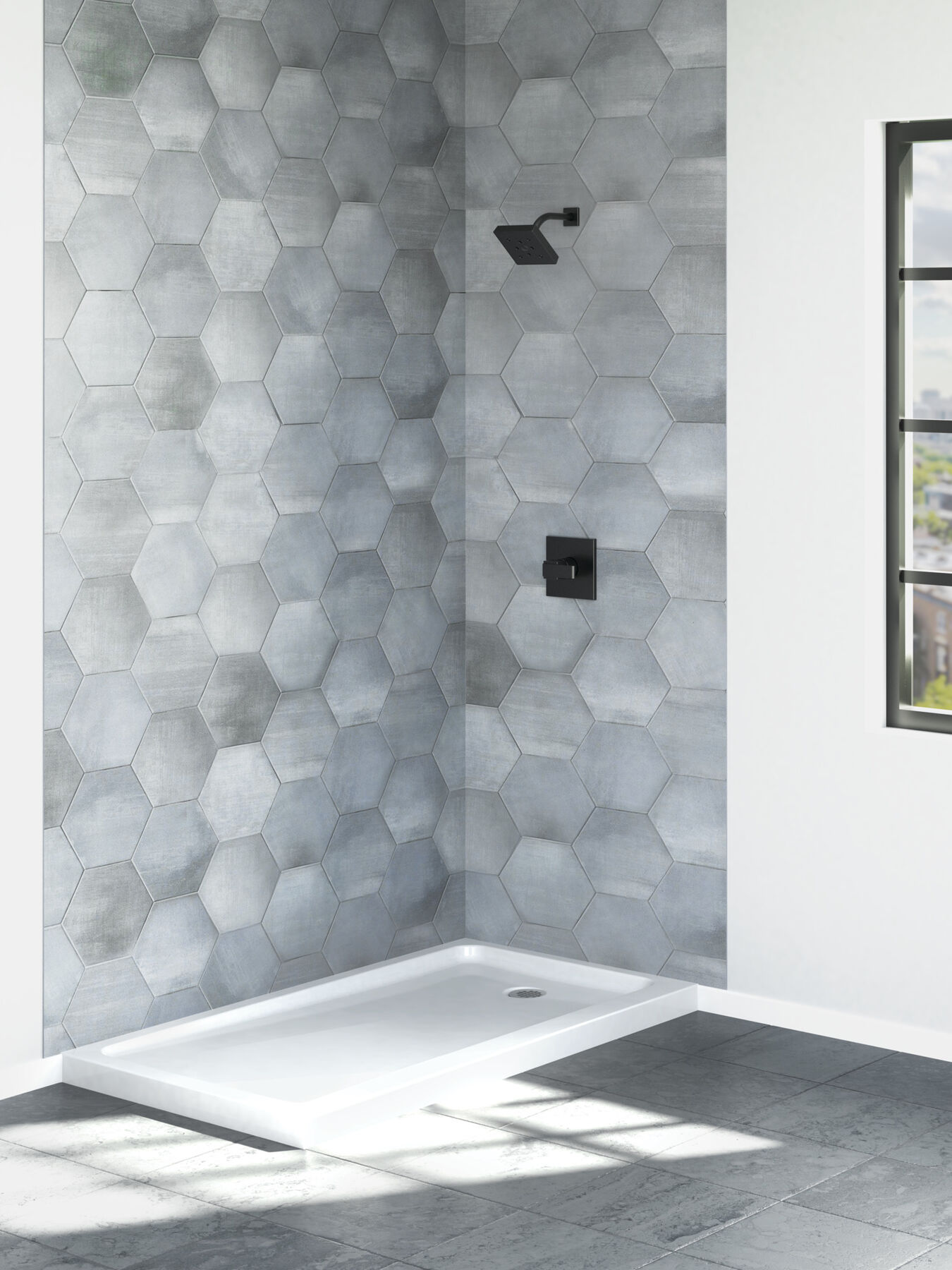 60&rdquo;x32&rdquo; Right Drain Corner Shower Base