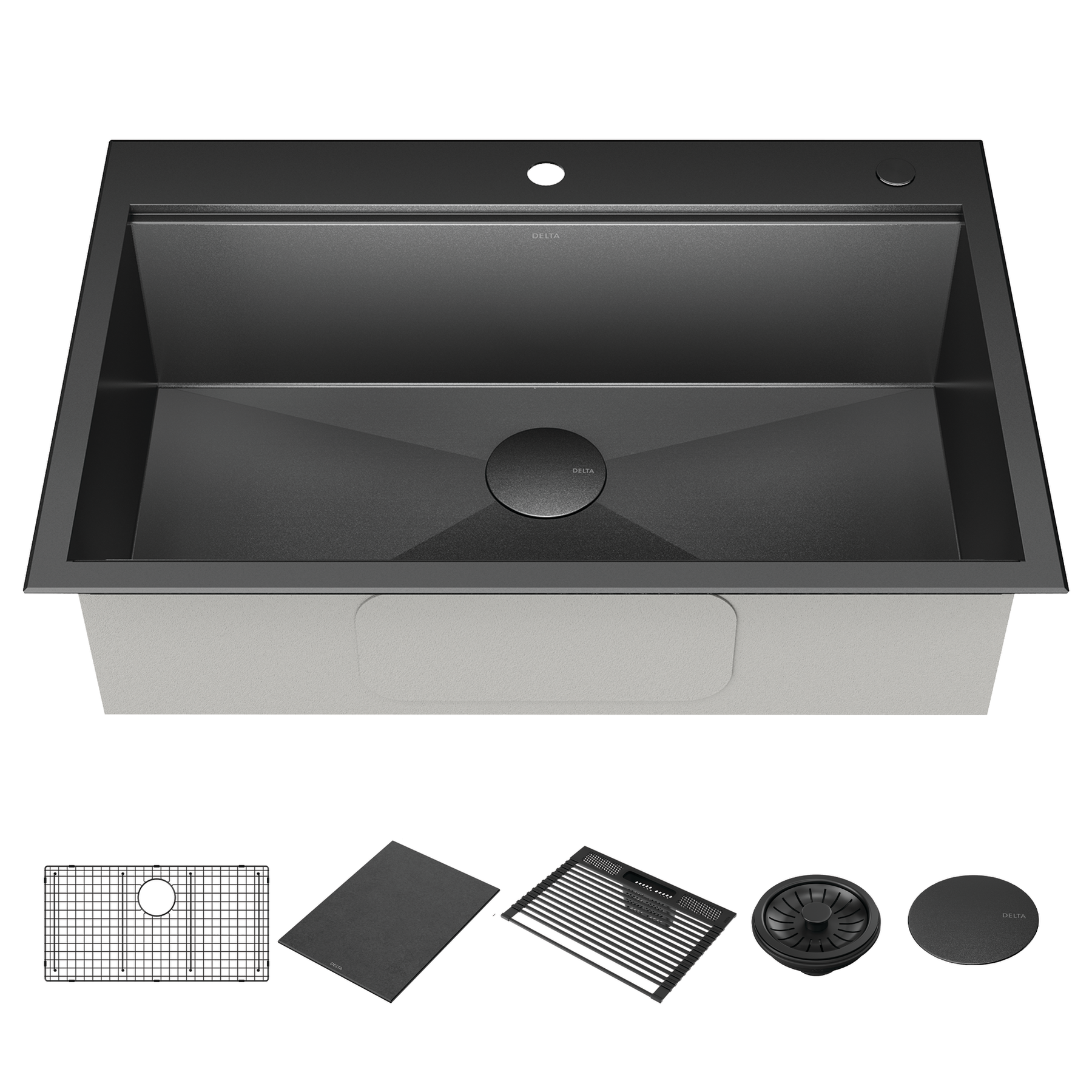 33&rdquo; Drop-In Top Mount&nbsp;16 Gauge Workstation Kitchen Sink Single Bowl&nbsp;with WorkFlow&trade; Ledge and Accessories