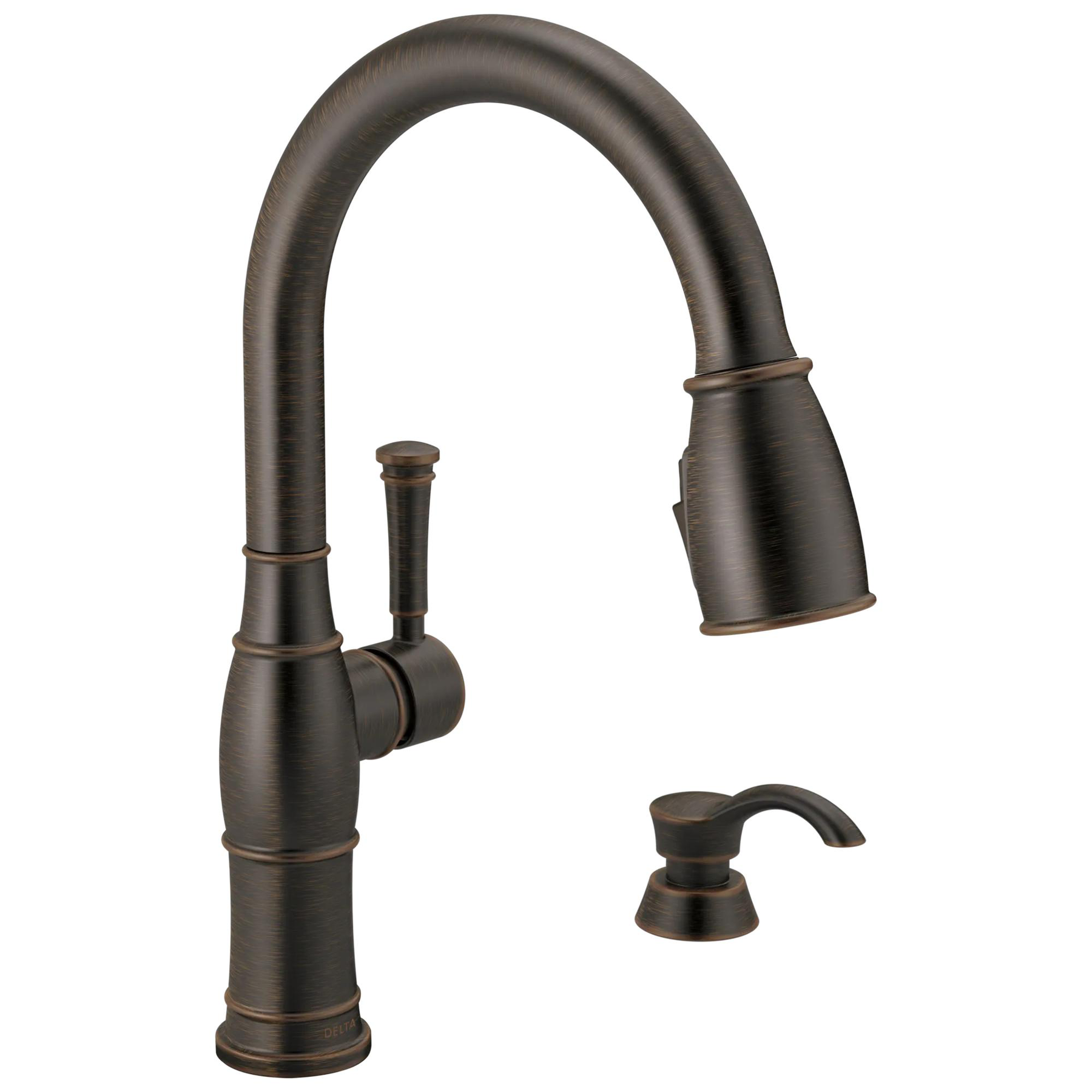 Single Handle Pull-Down Kitchen Faucet with Soap Dispenser and ShieldSpray&reg; Technology