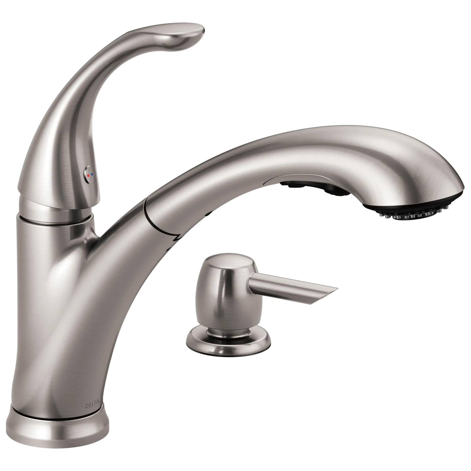 Single Handle Pull-Out Kitchen Faucet with Soap Dispenser