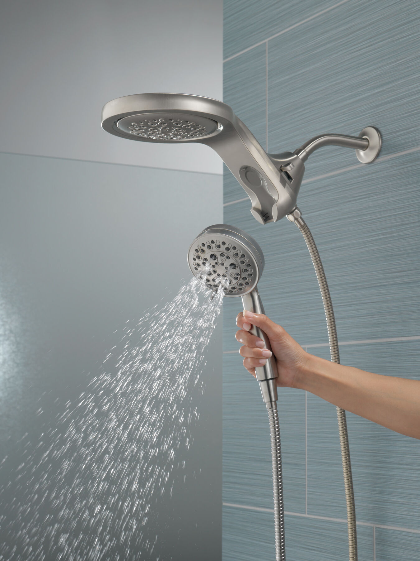 HydroRain&reg; H<sub>2</sub>Okinetic&reg; 5-Setting Two-in-One Shower Head